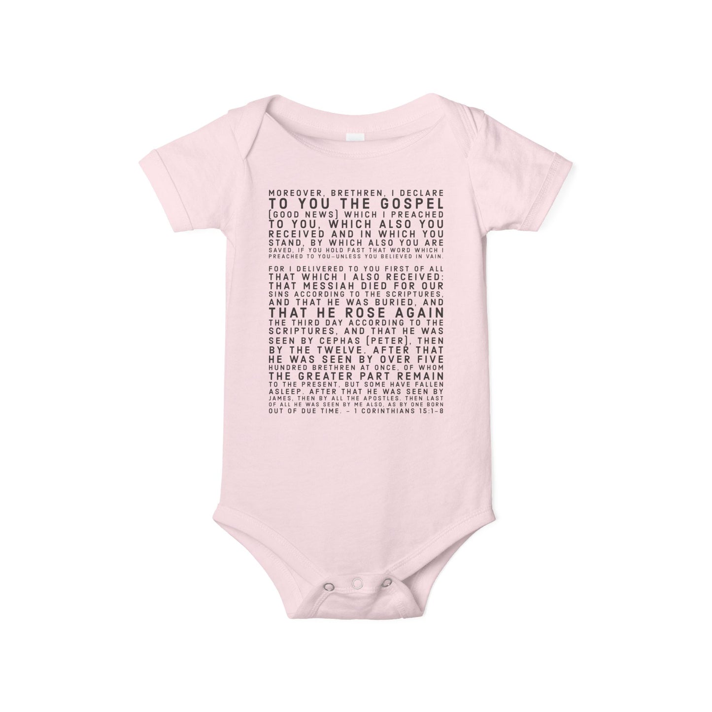 'I declare to you the gospel' - Front Text, Dark Lettered Edition - (7 Color Options) - Infant Jersey One Piece