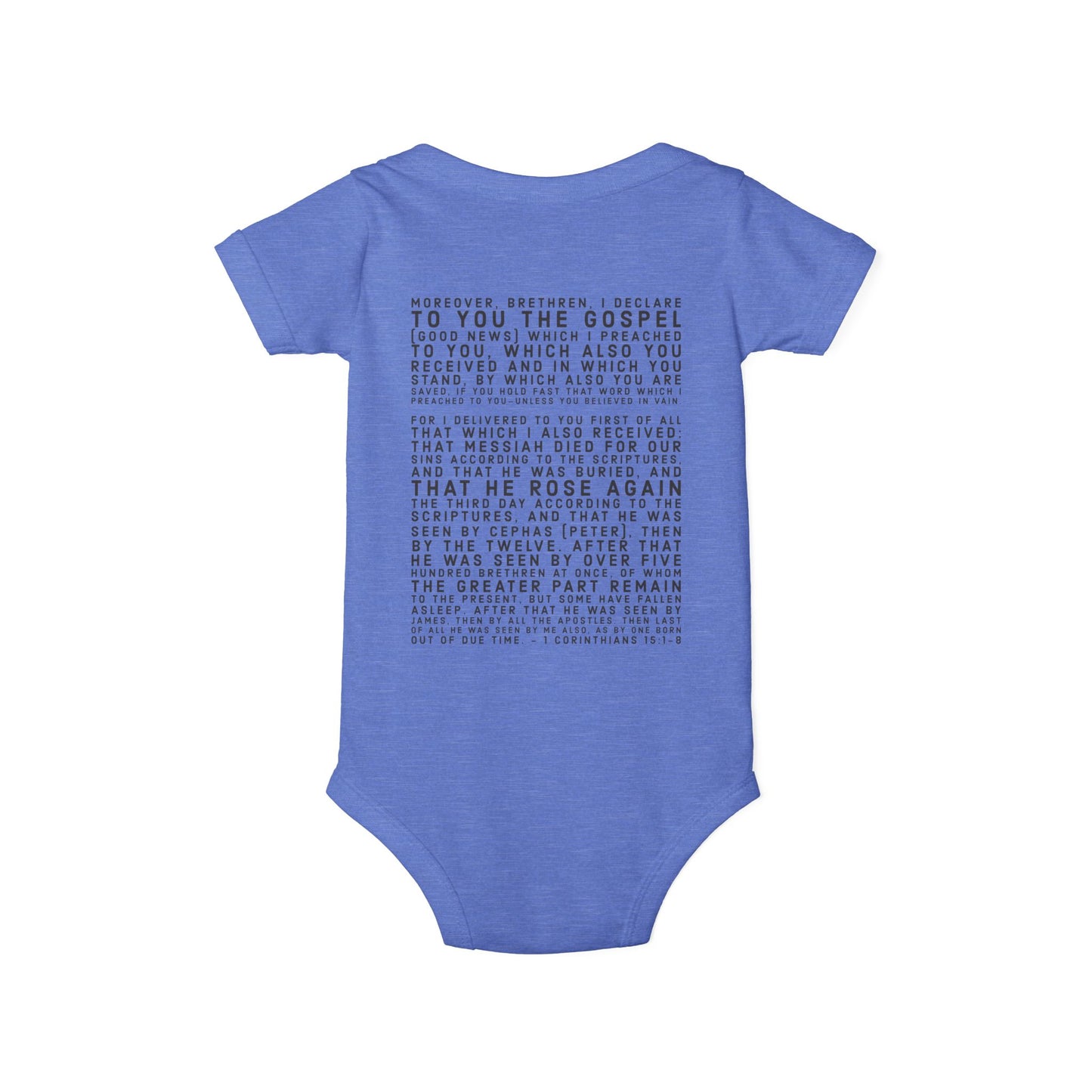'I declare to you the gospel' - Back Text, Dark Lettered Edition - (7 Color Options) - Infant Jersey One Piece