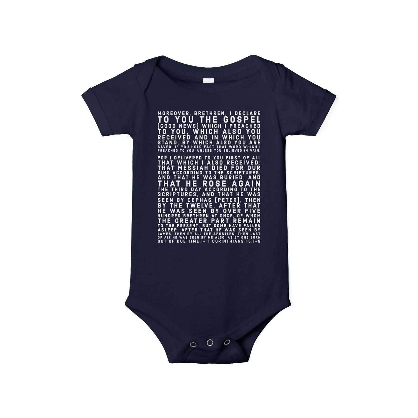 'I declare to you the gospel' - Front Text, Light Lettered Edition - (8 Color Options) - Infant Jersey One Piece