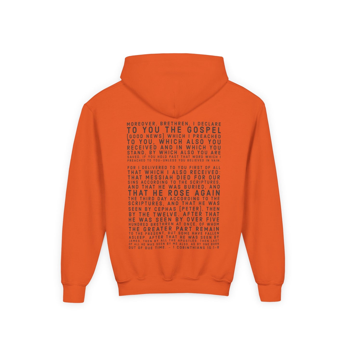 'I declare to you the gospel' - Dark Lettered Edition - (9 Color Options) - Youth Heavy Blend Hoodie