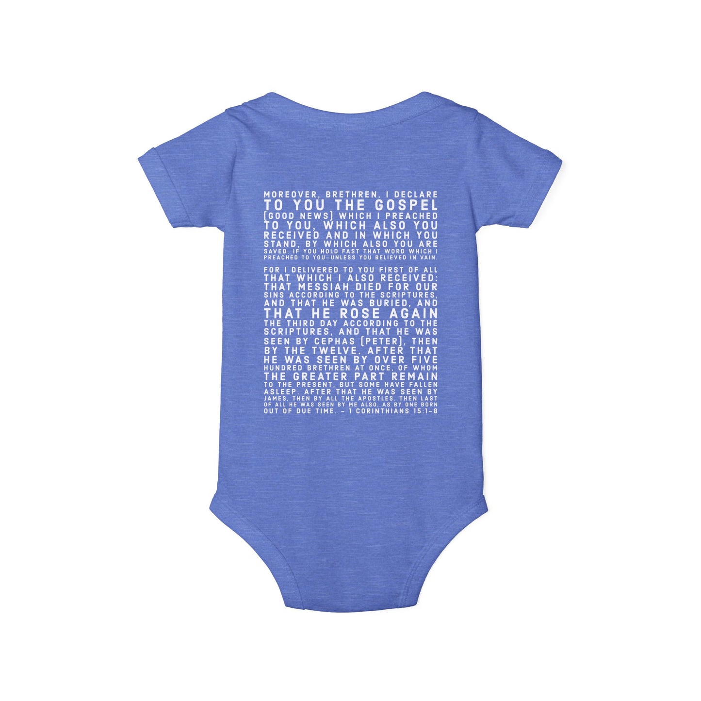 'I declare to you the gospel' - Back Text, Light Lettered Edition - (8 Color Options) - Infant Jersey One Piece
