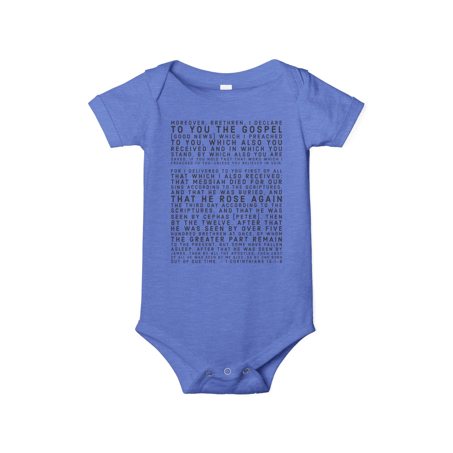 'I declare to you the gospel' - Front Text, Dark Lettered Edition - (7 Color Options) - Infant Jersey One Piece
