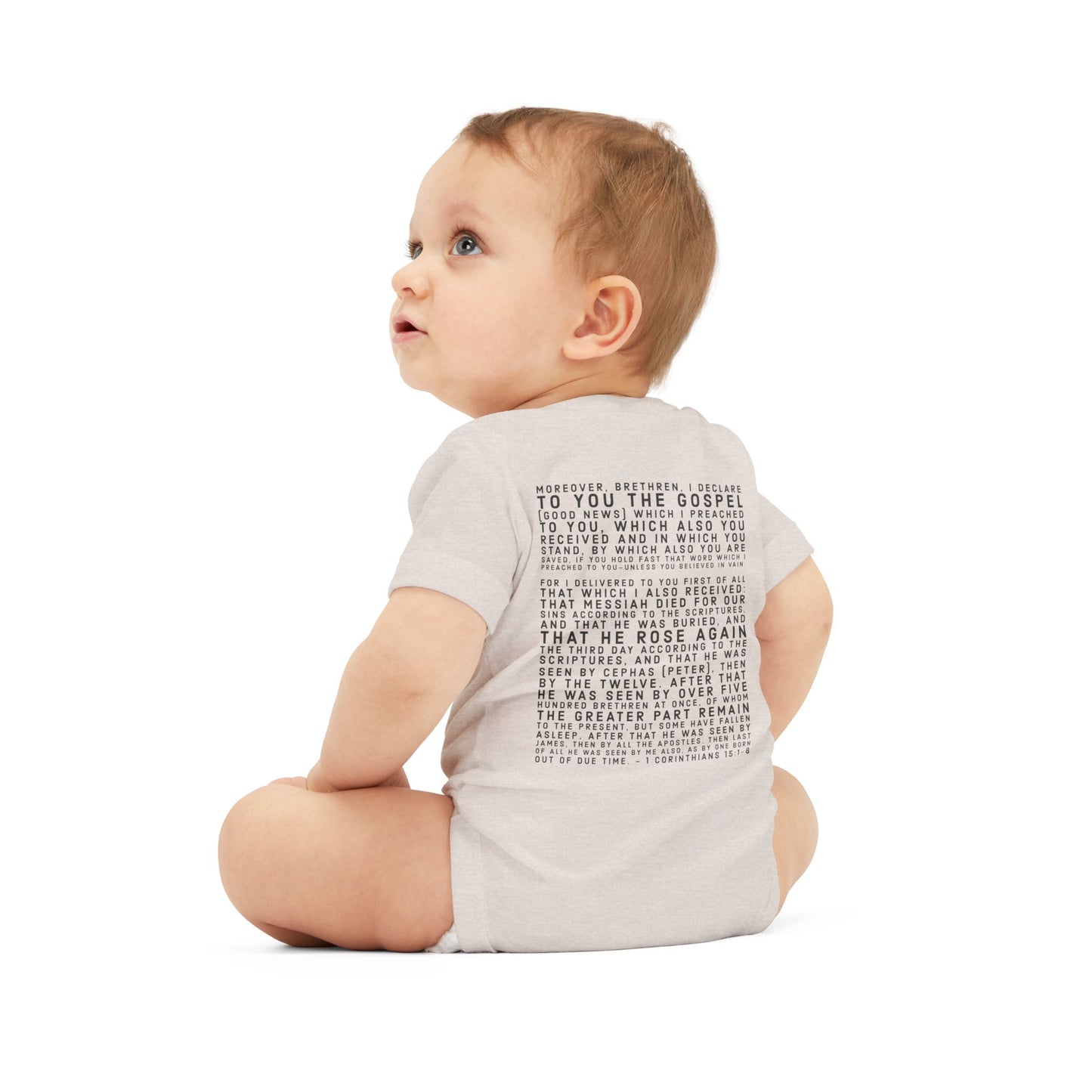 'I declare to you the gospel' - Back Text, Dark Lettered Edition - (7 Color Options) - Infant Jersey One Piece