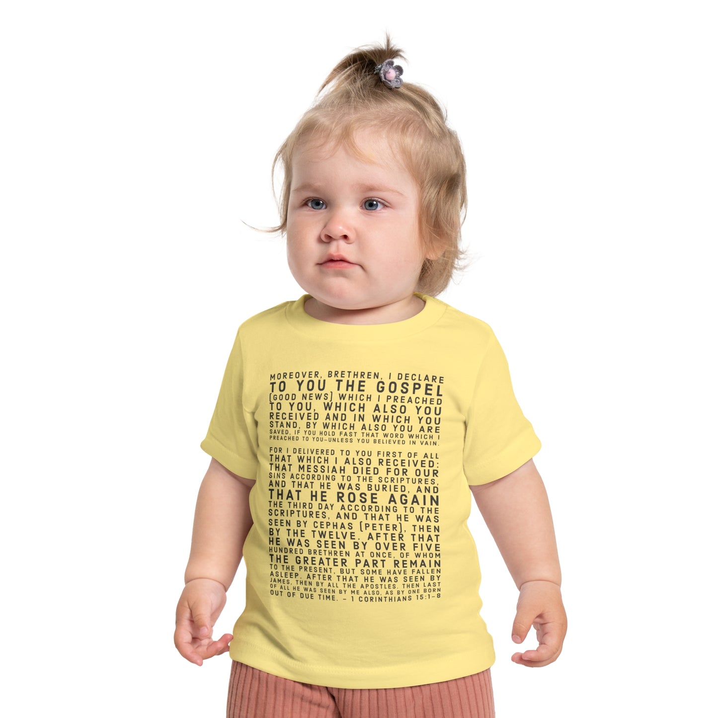 'I declare to you the gospel' - Dark-Lettered Edition - (4 Color Options) - Baby Short Sleeve T-Shirt