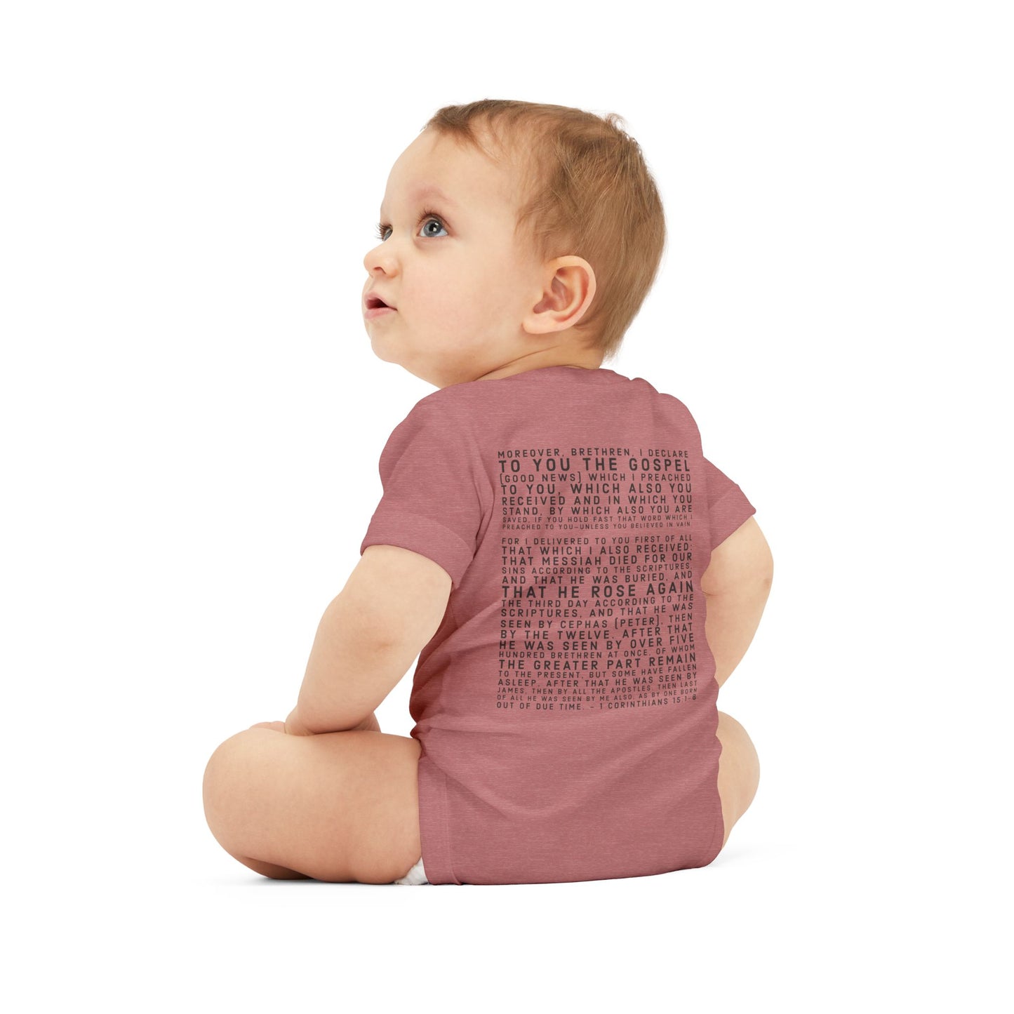 'I declare to you the gospel' - Back Text, Dark Lettered Edition - (7 Color Options) - Infant Jersey One Piece