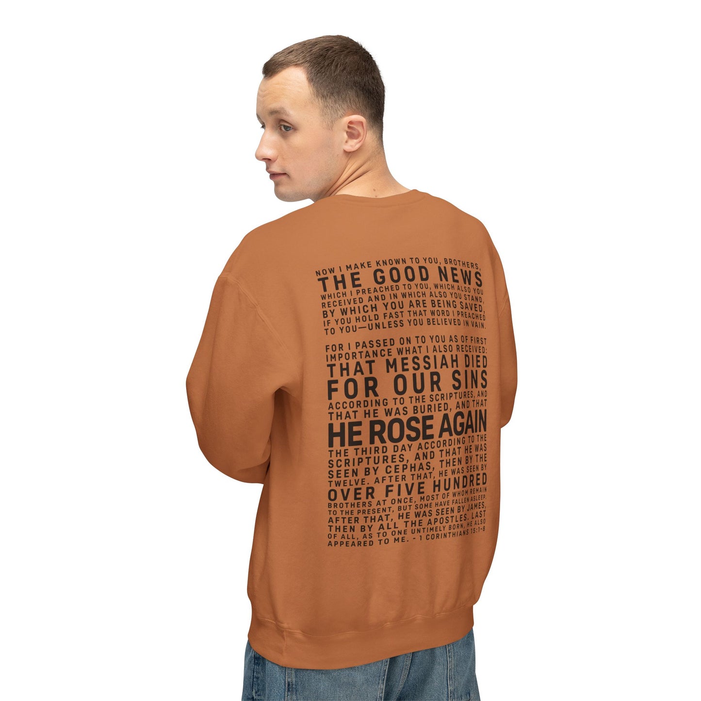 The Gospel - Adult Unisex Crewneck Sweatshirt - Back Text, Dark Lettered Edition - (12 Colors)