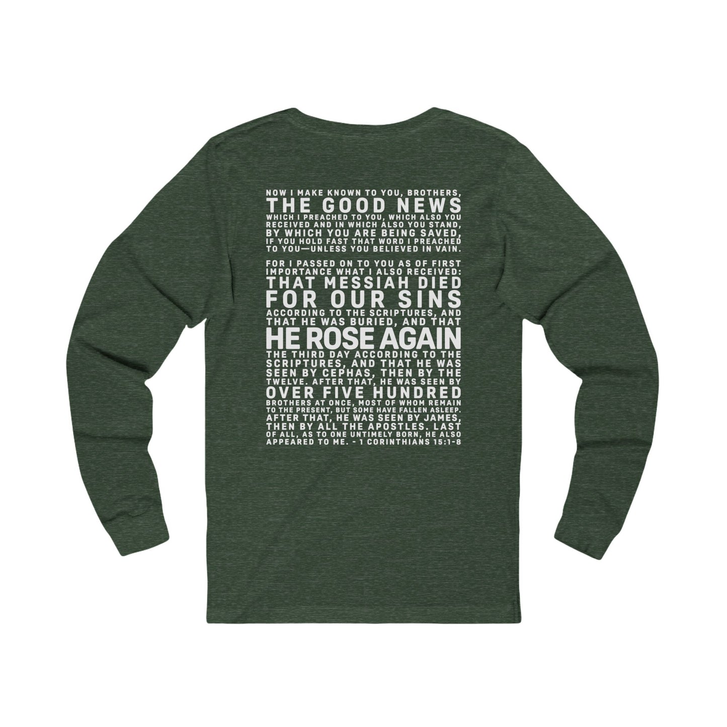 The Gospel - Adult Unisex Long Sleeve Tee - Back Text, Light Lettered Edition - (12 Colors)