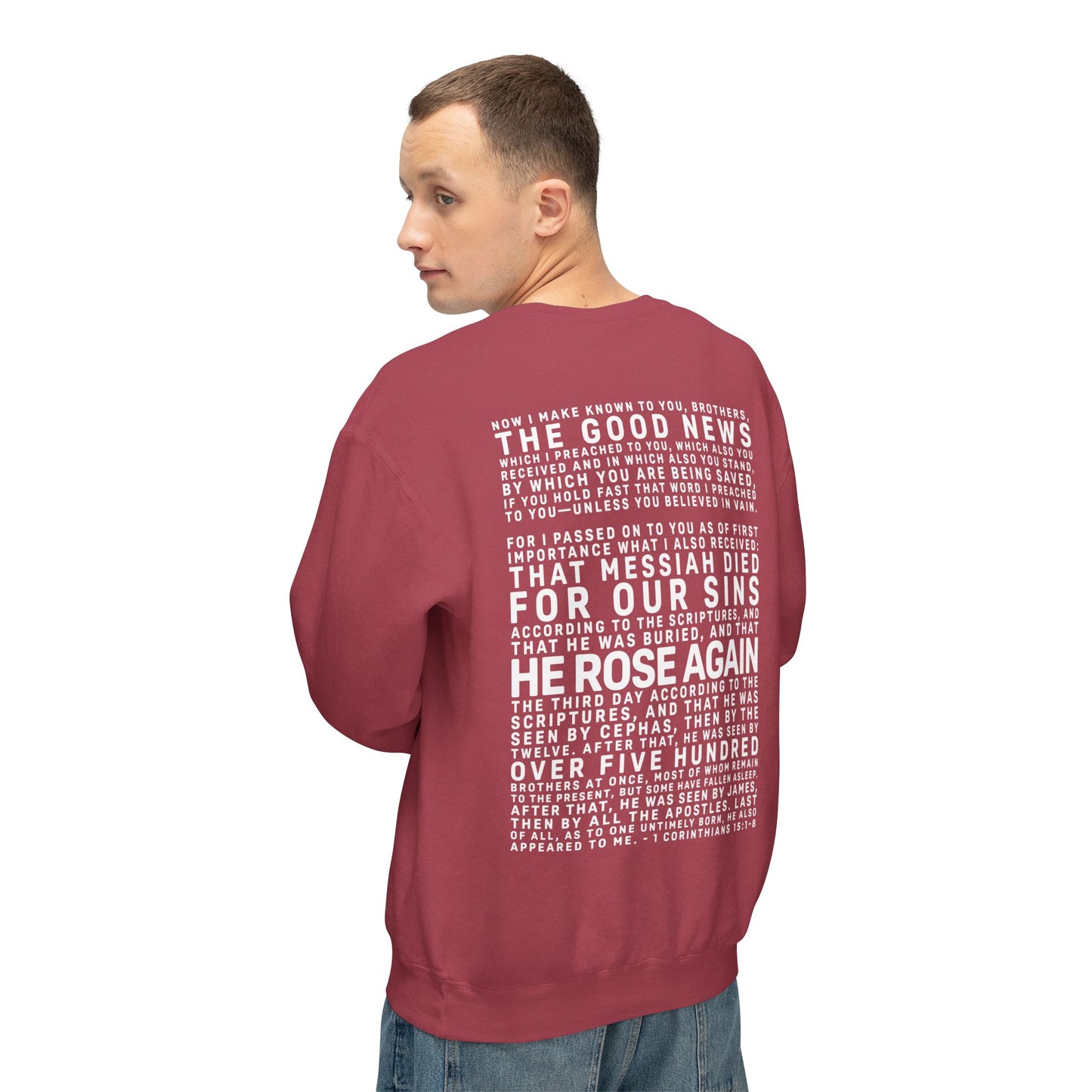 The Gospel - Adult Unisex Crewneck Sweatshirt - Back Text, Light Lettered Edition - (11 Colors)