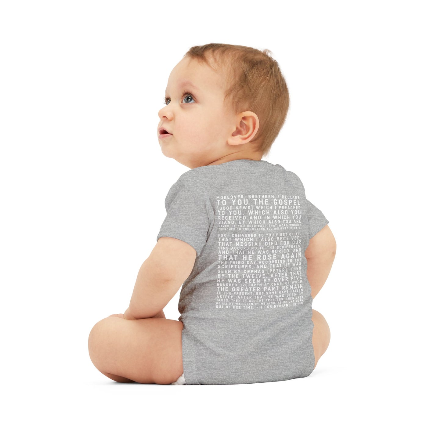 'I declare to you the gospel' - Back Text, Light Lettered Edition - (8 Color Options) - Infant Jersey One Piece