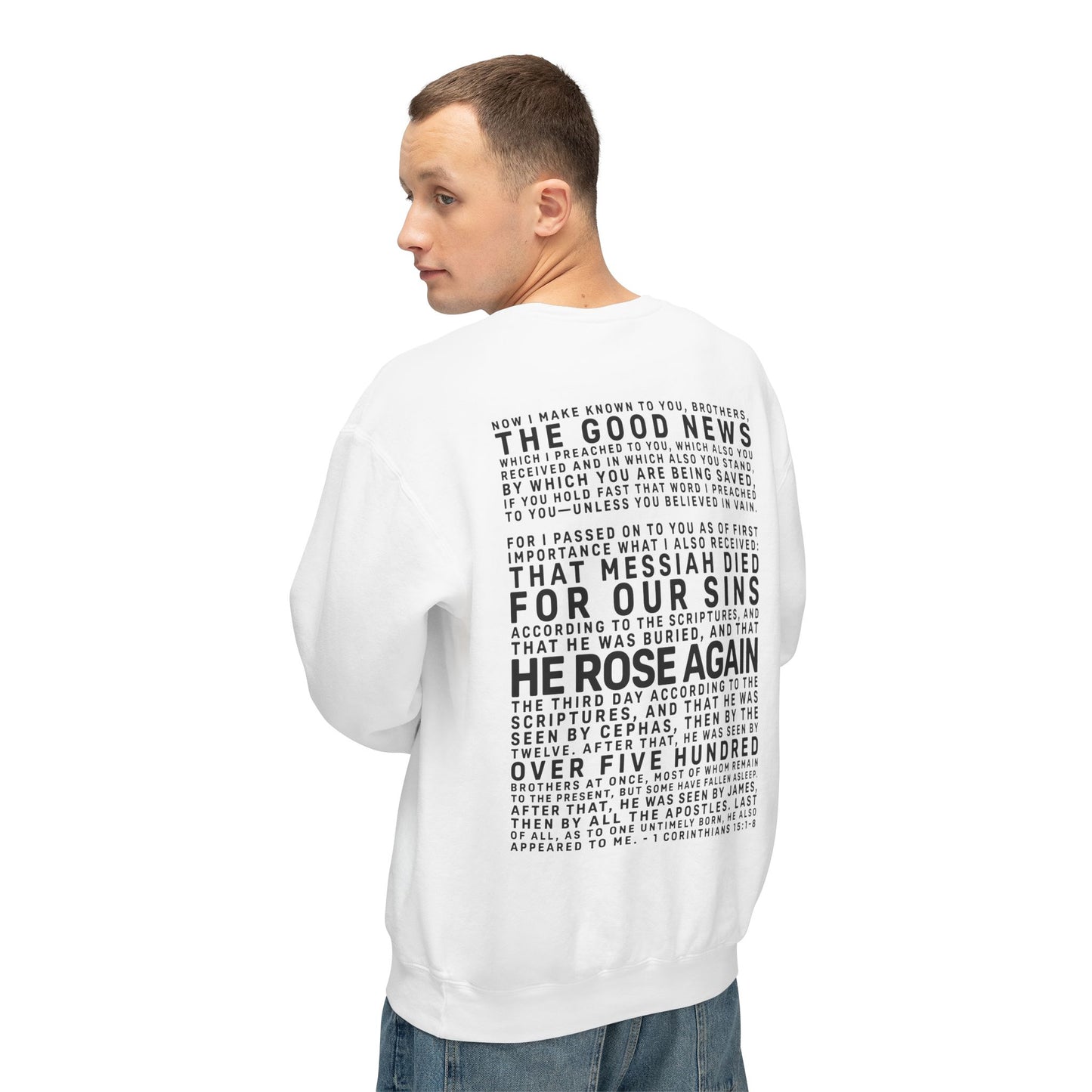 The Gospel - Adult Unisex Crewneck Sweatshirt - Back Text, Dark Lettered Edition - (12 Colors)