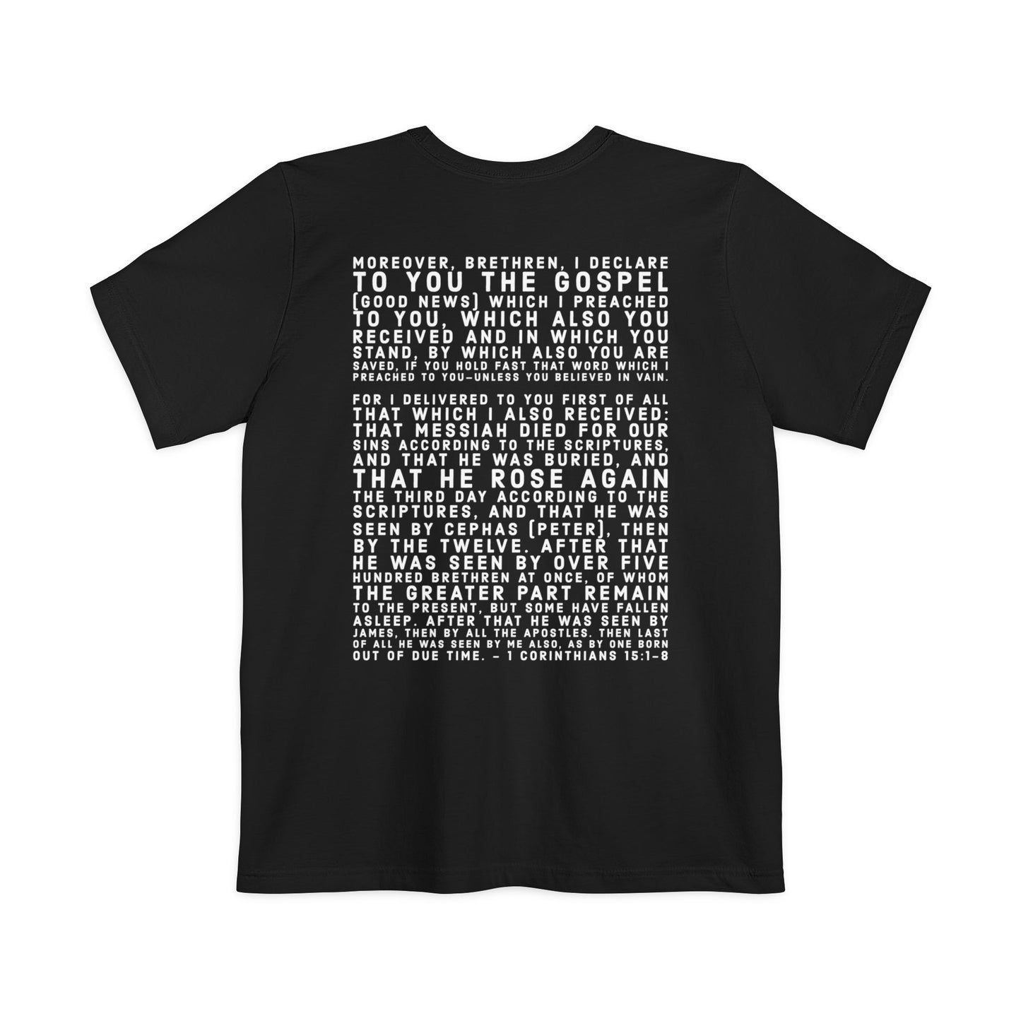 'I declare to you the gospel' - Back Text, Light-Lettered Edition - (5 Color Options) - Adult Unisex Pocket T-shirt