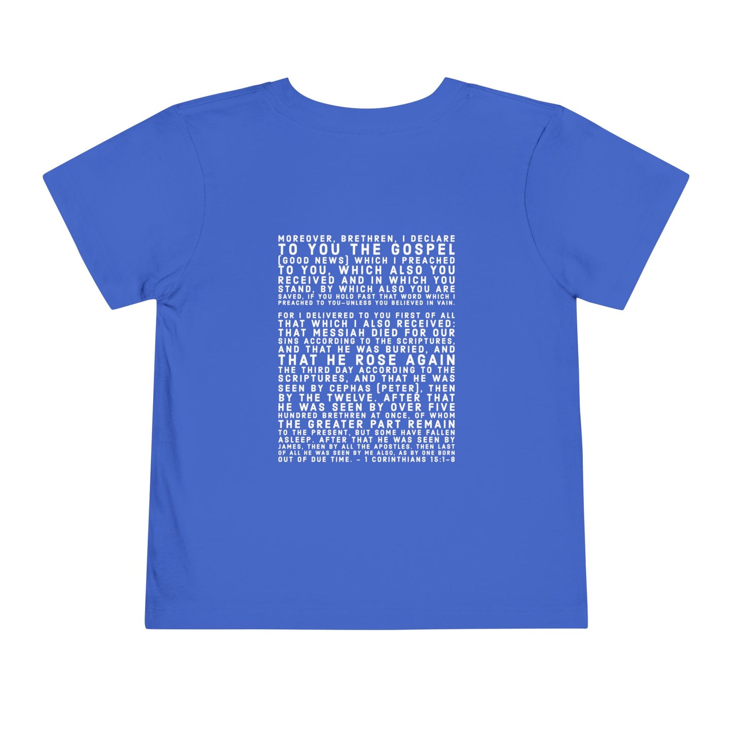 'I declare to you the gospel' - Back Text, Light-Lettered Edition - (9 Color Options) - Toddler Short Sleeve Tee