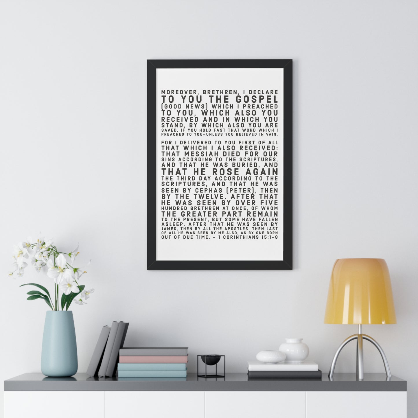 'I declare to you the gospel' - (4 Size and 3 Frame Color Options) - Framed Vertical Poster