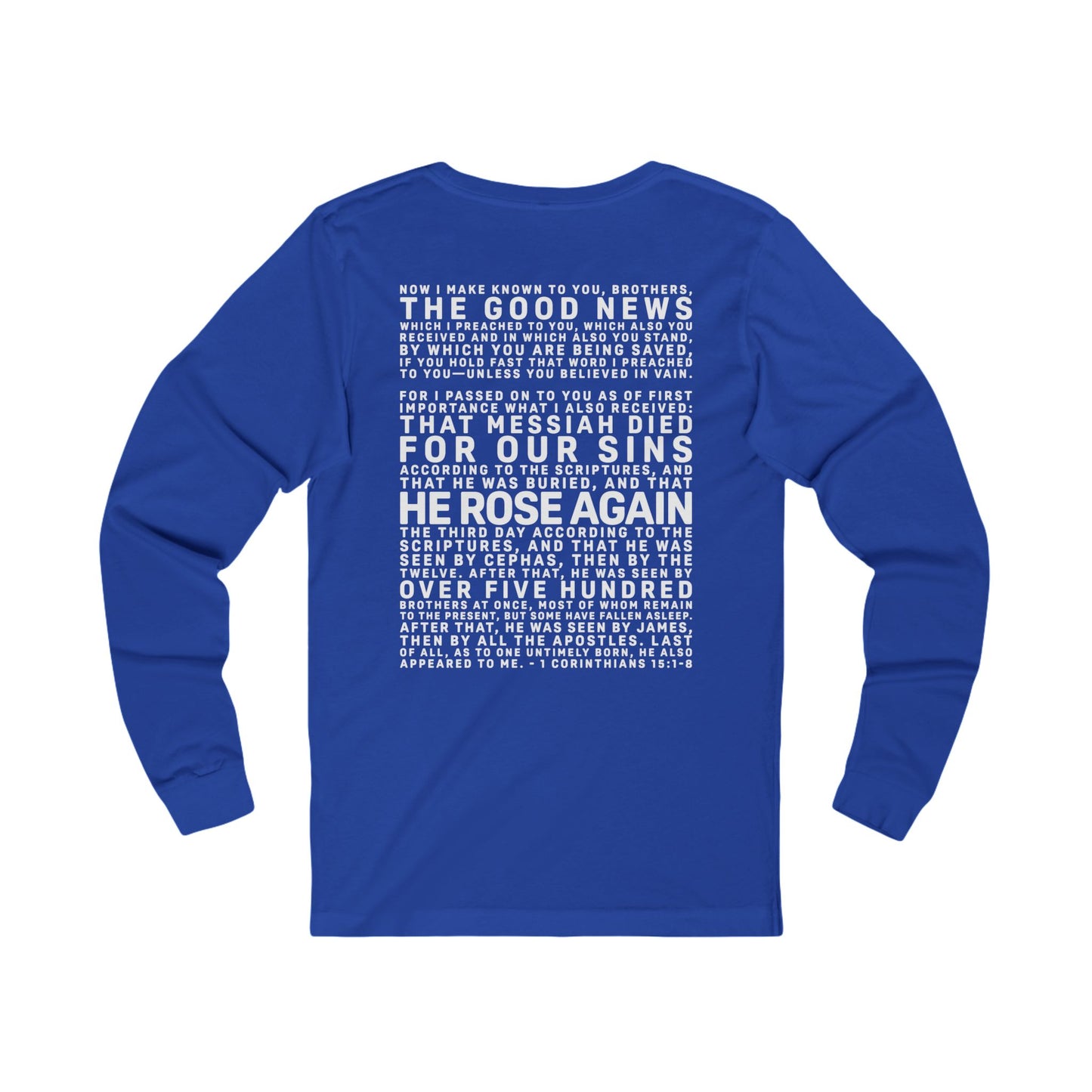 The Gospel - Adult Unisex Long Sleeve Tee - Back Text, Light Lettered Edition - (12 Colors)