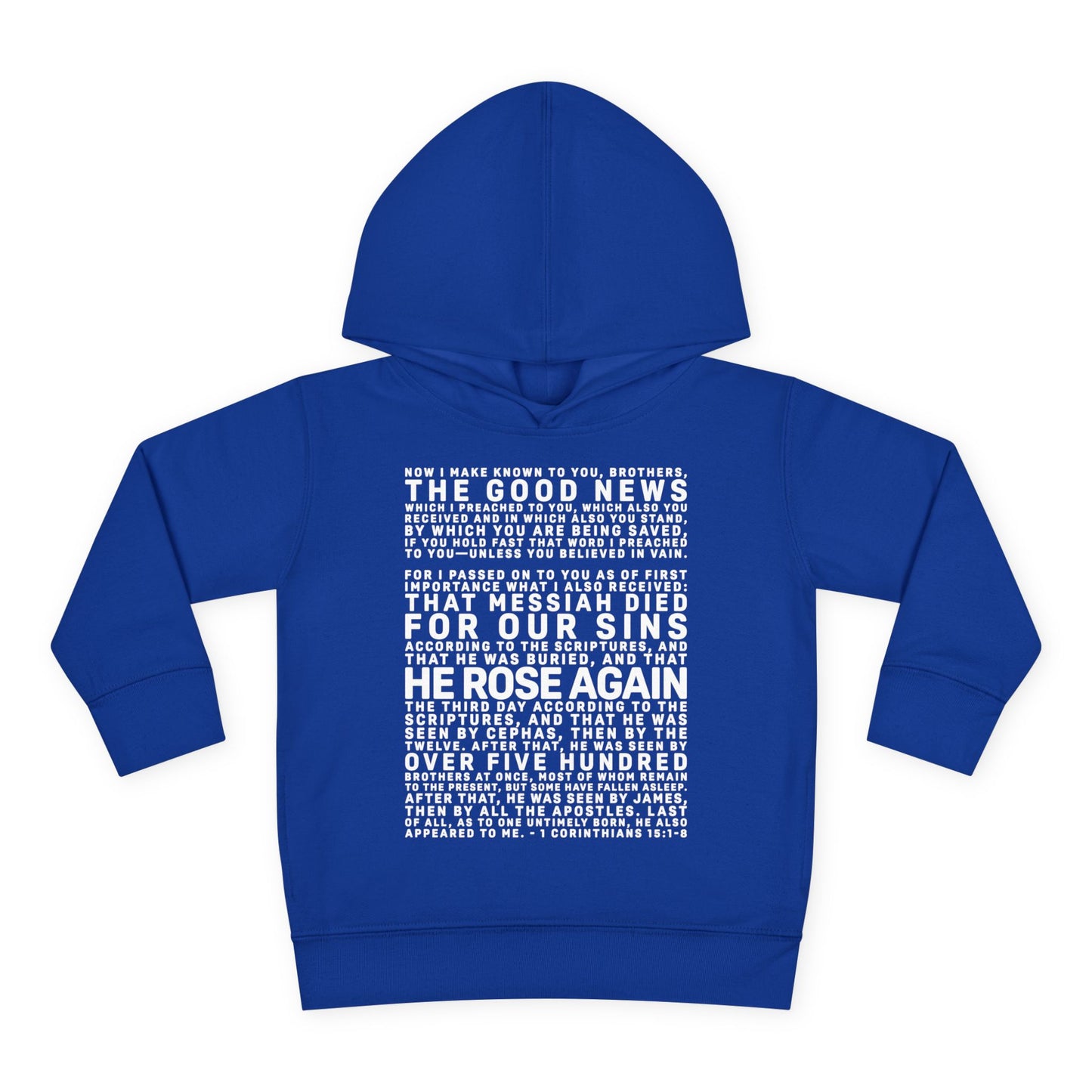 The Gospel - Toddler Pullover Hoodie - Front Text, Light Lettered Edition - (15 Colors)