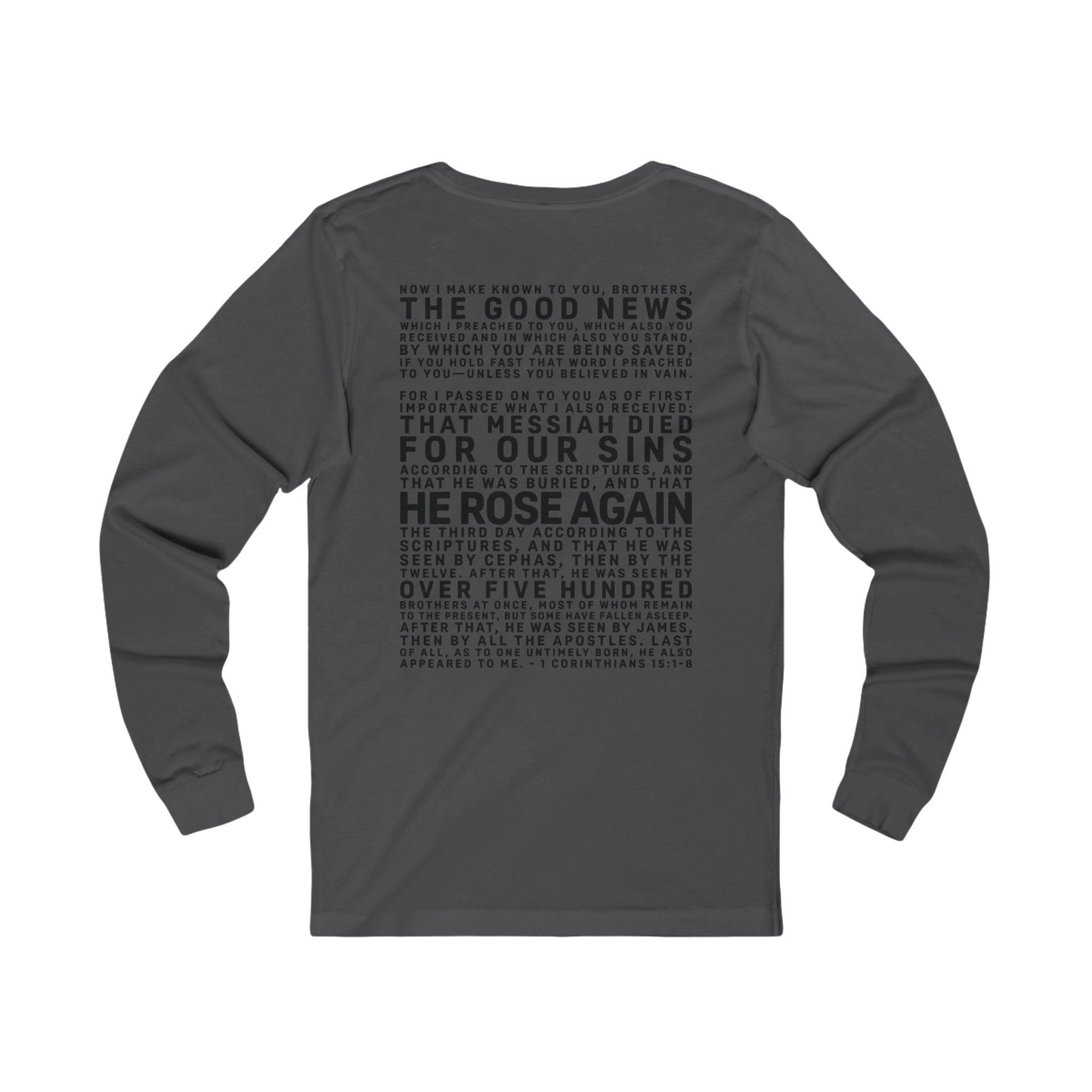 The Gospel - Adult Unisex Long Sleeve Tee - Back Text, Dark Lettered Edition - (8 Colors)