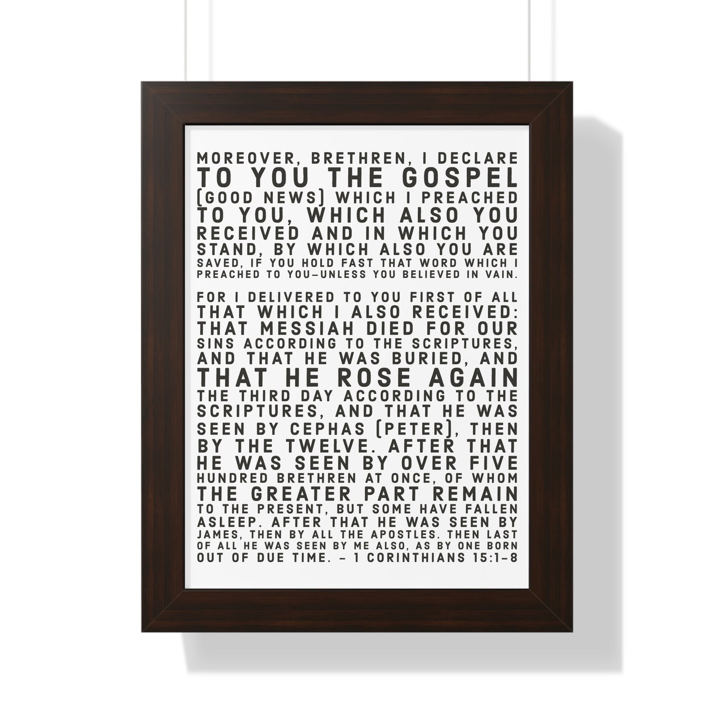 'I declare to you the gospel' - (4 Size and 3 Frame Color Options) - Framed Vertical Poster