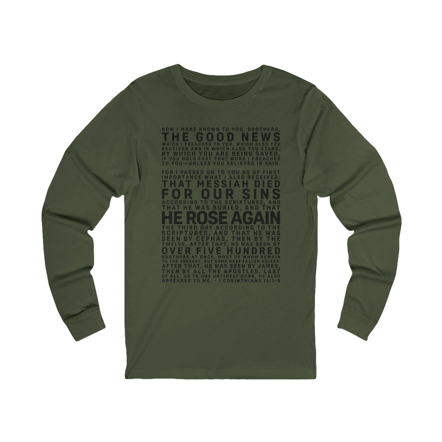The Gospel - Adult Unisex Long Sleeve Tee - Front Text, Dark Lettered Edition - (8 Colors)