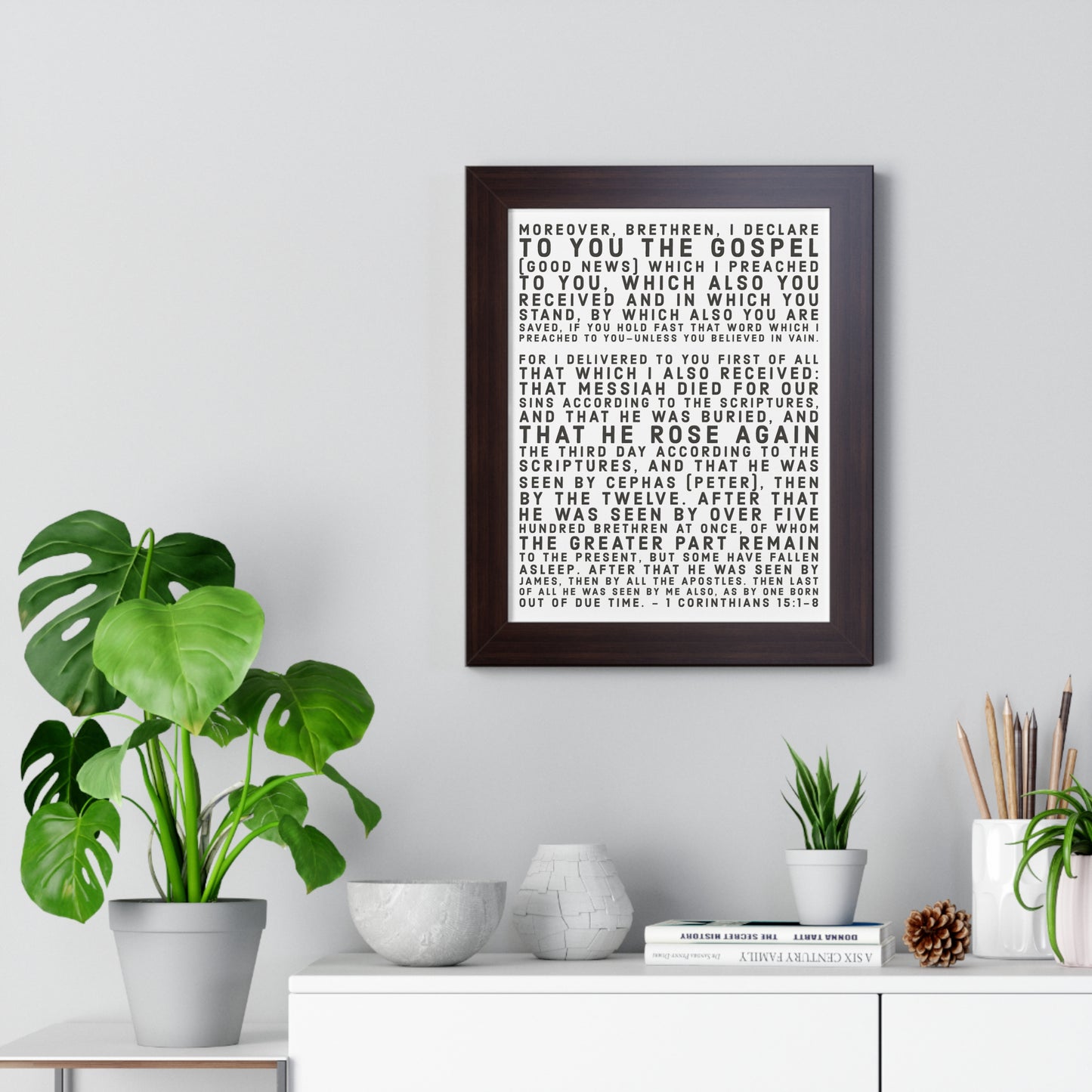 'I declare to you the gospel' - (4 Size and 3 Frame Color Options) - Framed Vertical Poster