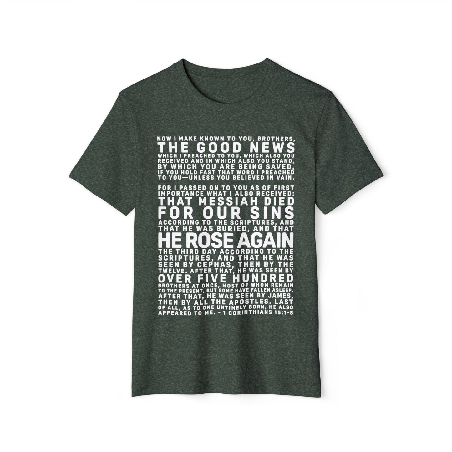 The Gospel - Adult Unisex Premium Organic Tee - Front Text, Light-Lettered Edition - (7 Colors)