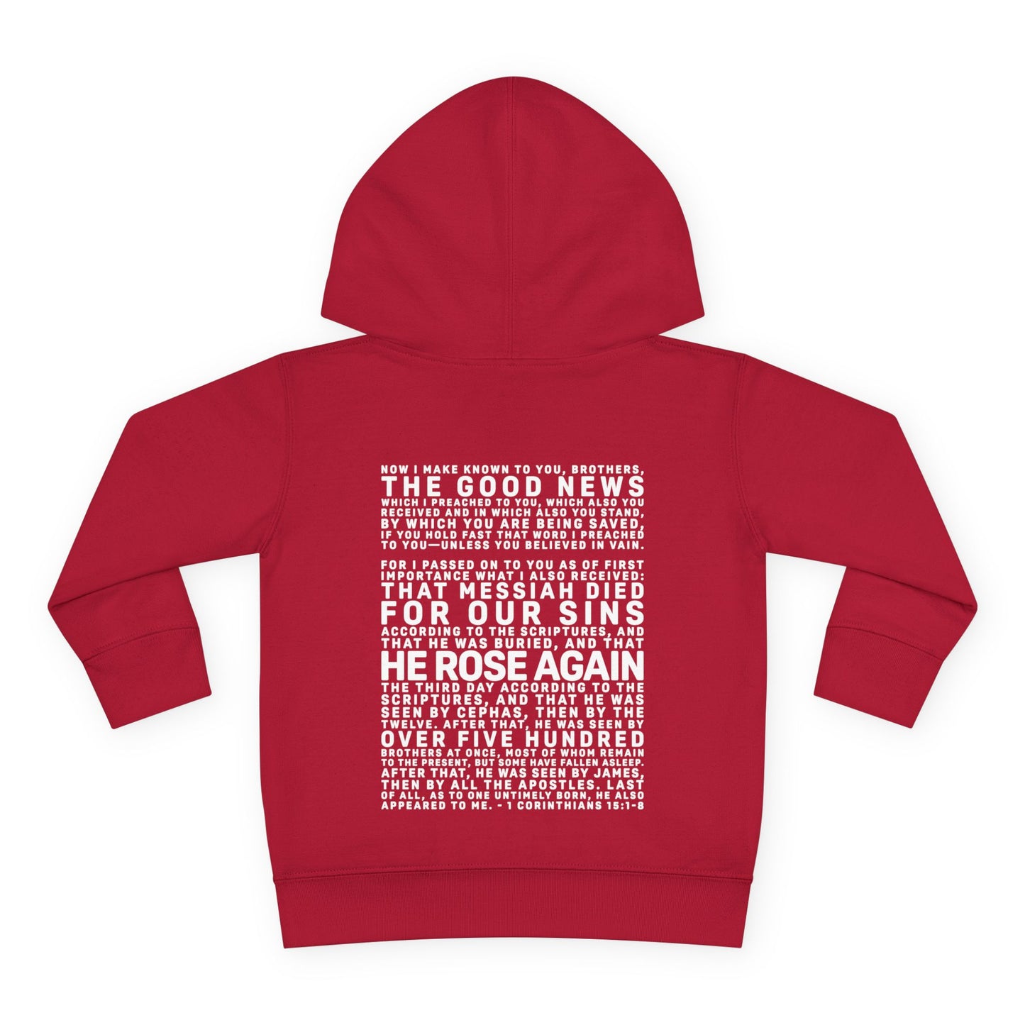 The Gospel - Toddler Pullover Hoodie - Back Text, Light Lettered Edition - (15 Colors)