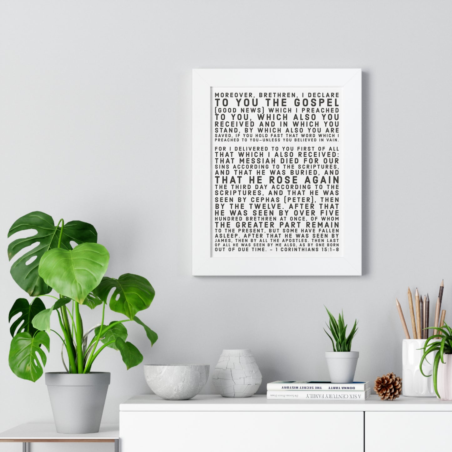 'I declare to you the gospel' - (4 Size and 3 Frame Color Options) - Framed Vertical Poster