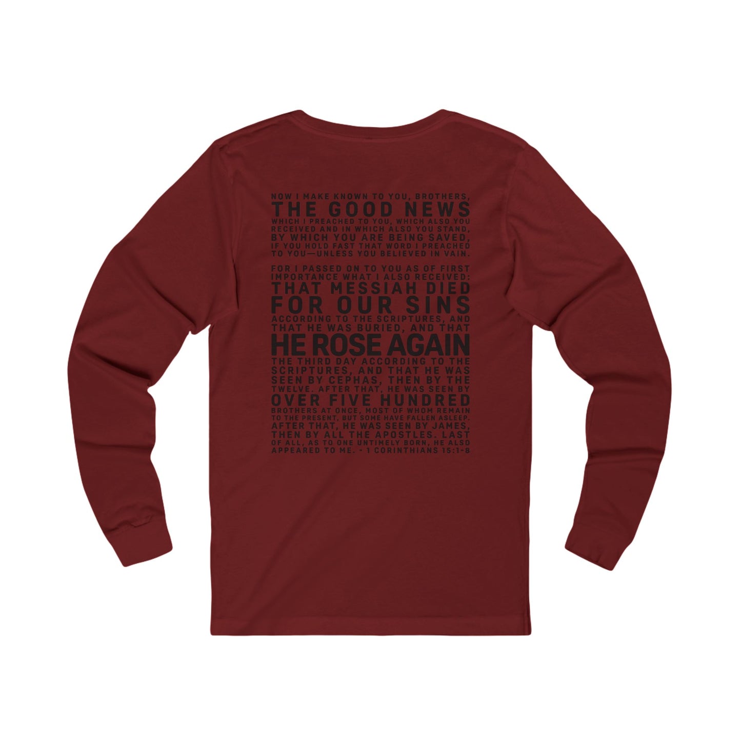 The Gospel - Adult Unisex Long Sleeve Tee - Back Text, Dark Lettered Edition - (8 Colors)