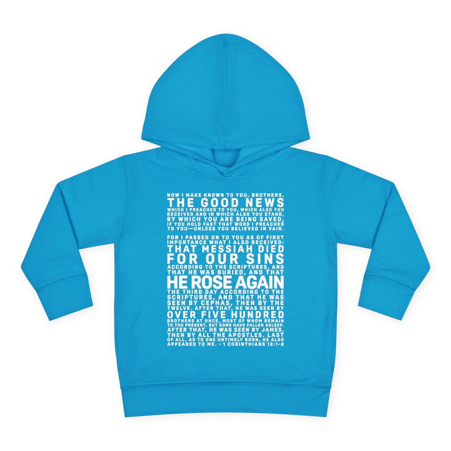 The Gospel - Toddler Pullover Hoodie - Front Text, Light Lettered Edition - (15 Colors)