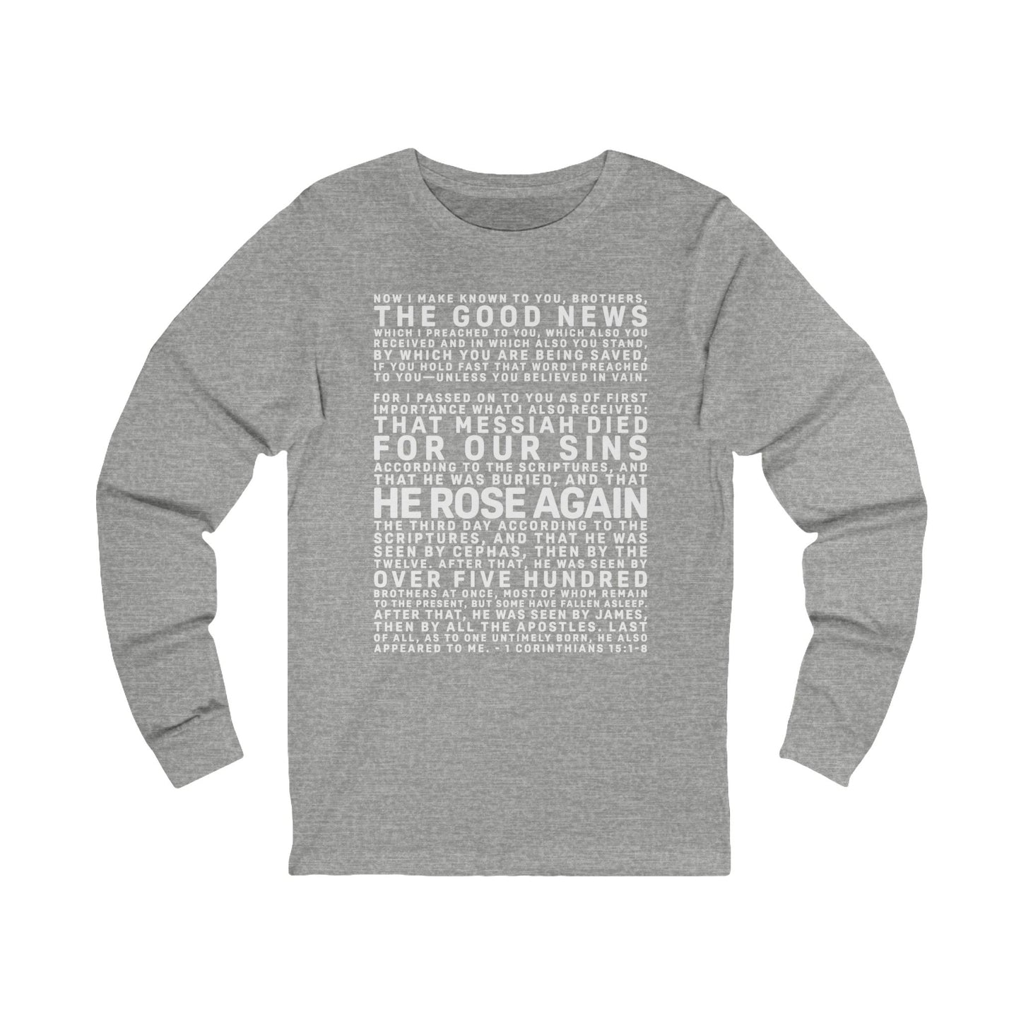 The Gospel - Adult Unisex Long Sleeve Tee - Front Text, Light Lettered Edition - (12 Colors)