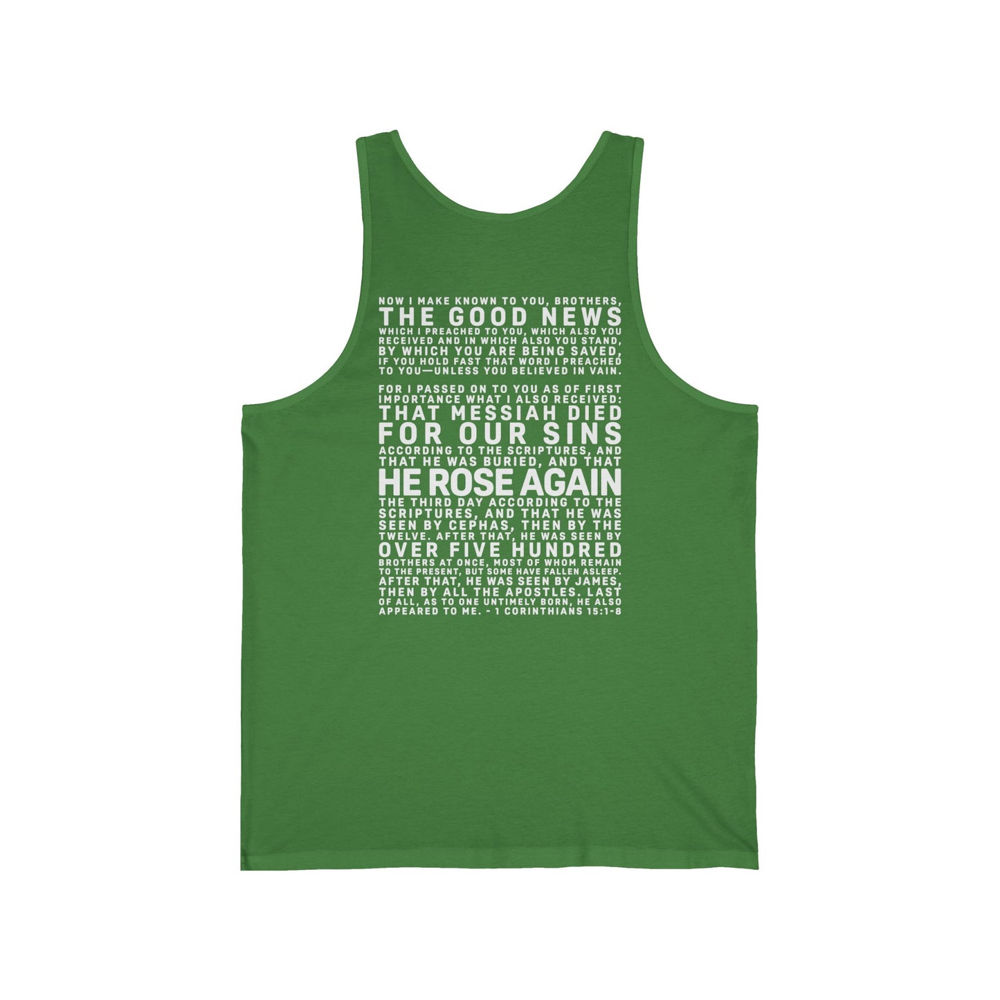 The Gospel - Adult Unisex Tank - Back Text, Light Lettered Edition - (8 Colors)