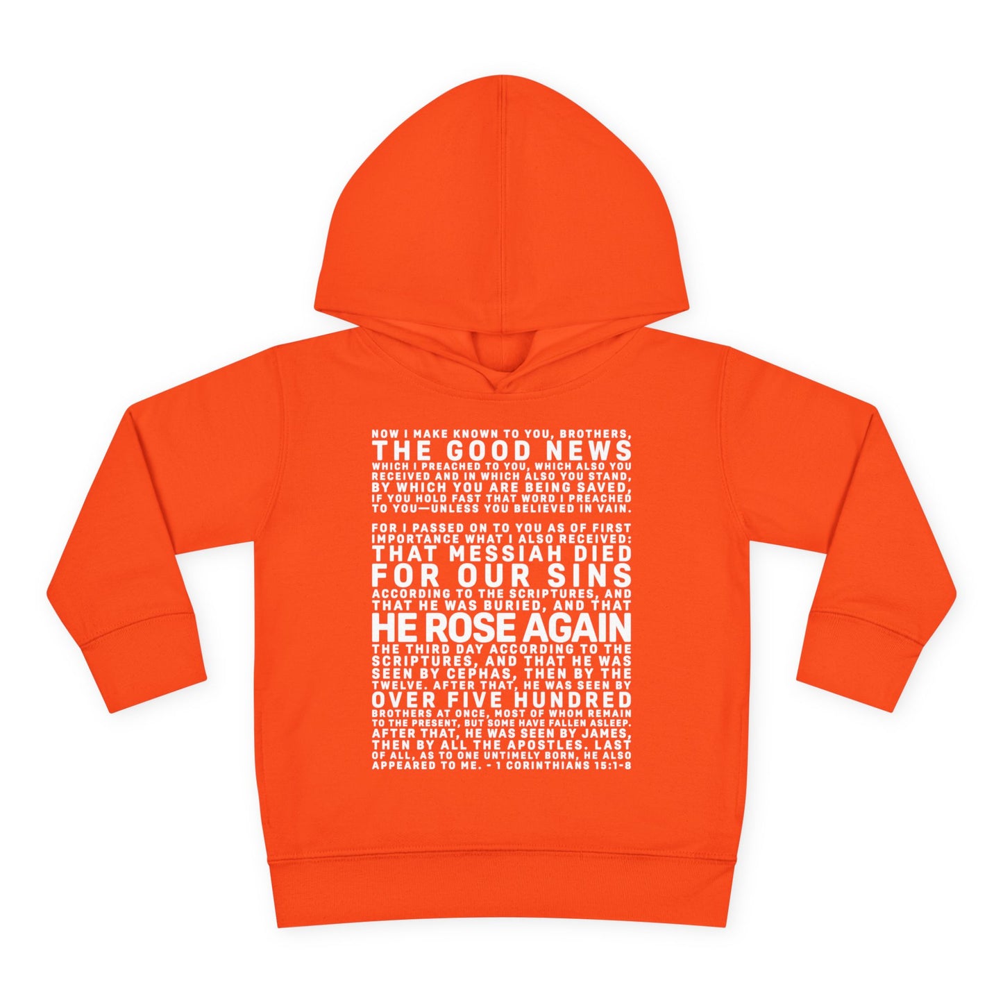 The Gospel - Toddler Pullover Hoodie - Front Text, Light Lettered Edition - (15 Colors)