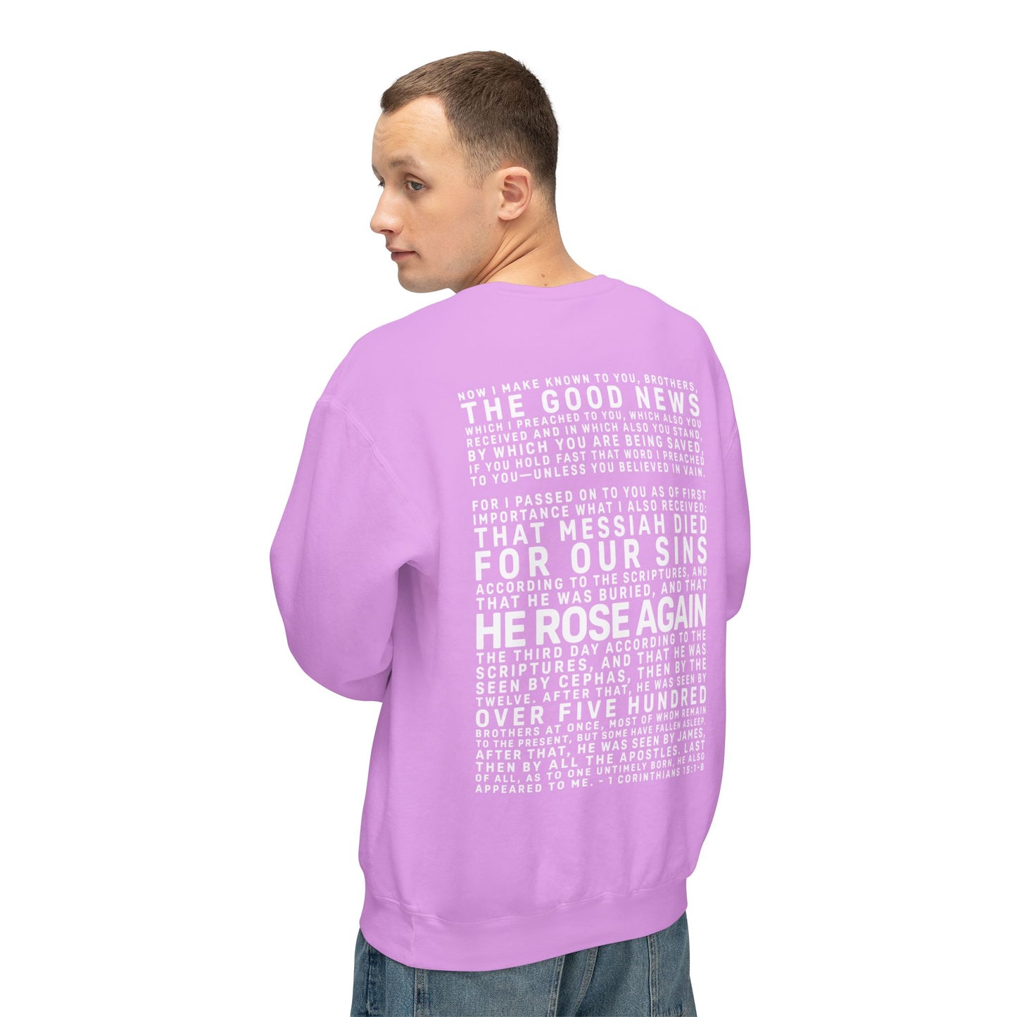 The Gospel - Adult Unisex Crewneck Sweatshirt - Back Text, Light Lettered Edition - (11 Colors)