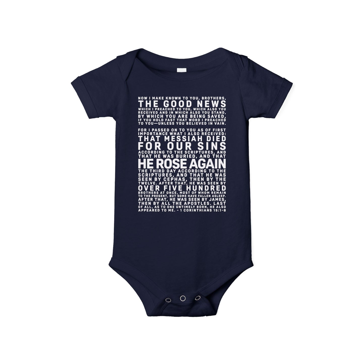 The Gospel - Infant (3M-24M) One Piece - Front Text, Light Lettered Edition - (10 Colors)