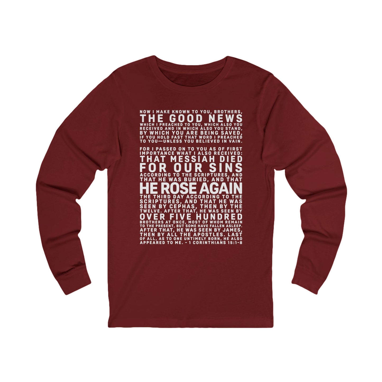 The Gospel - Adult Unisex Long Sleeve Tee - Front Text, Light Lettered Edition - (12 Colors)