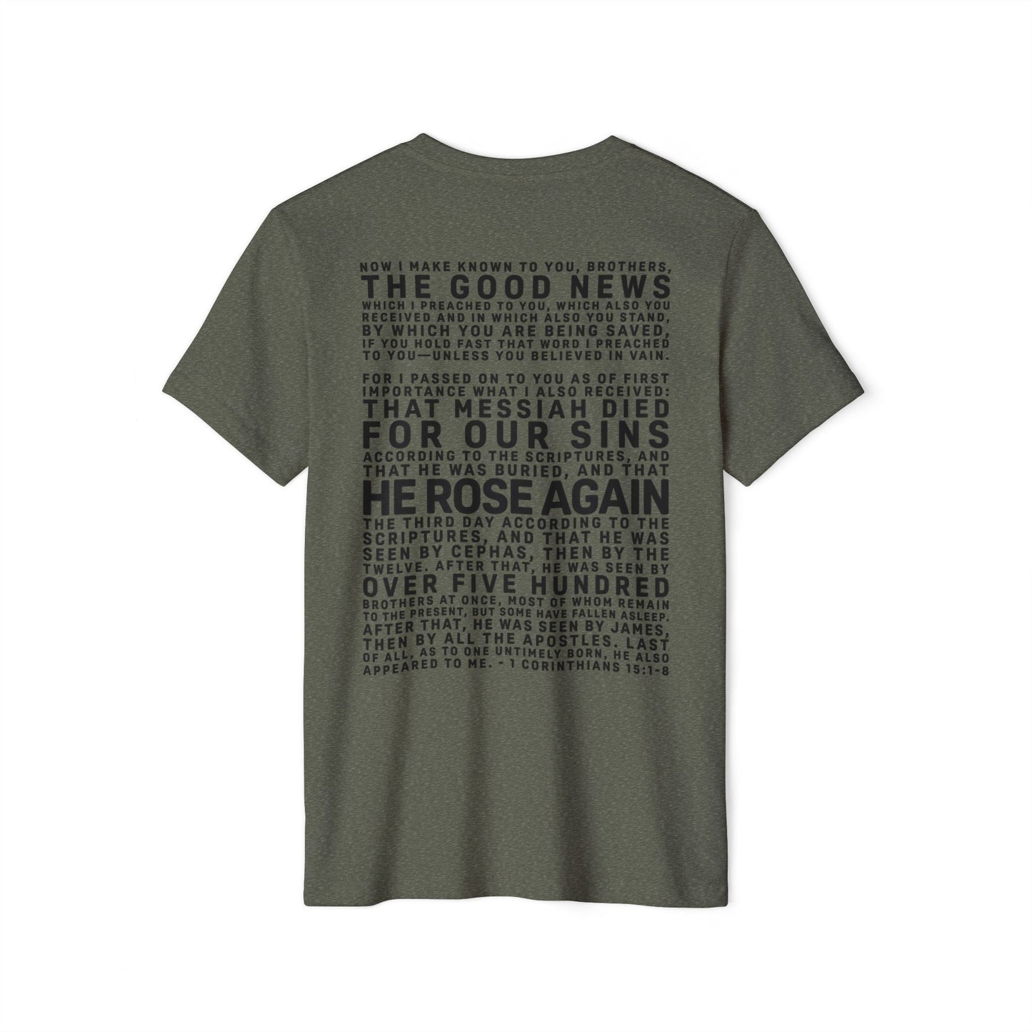 The Gospel - Adult Unisex Premium Organic Tee - Back Text, Dark-Lettered Edition - (7 Colors)