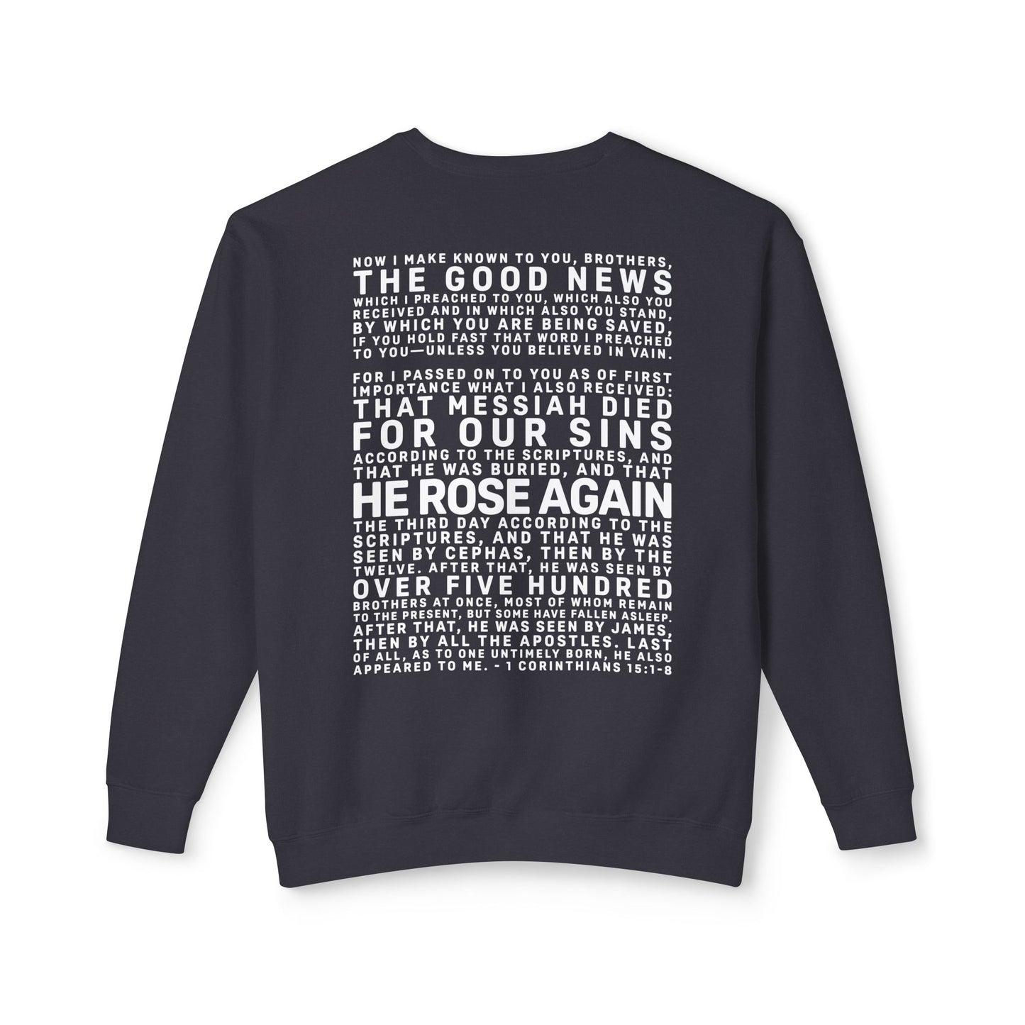 The Gospel - Adult Unisex Crewneck Sweatshirt - Back Text, Light Lettered Edition - (11 Colors)