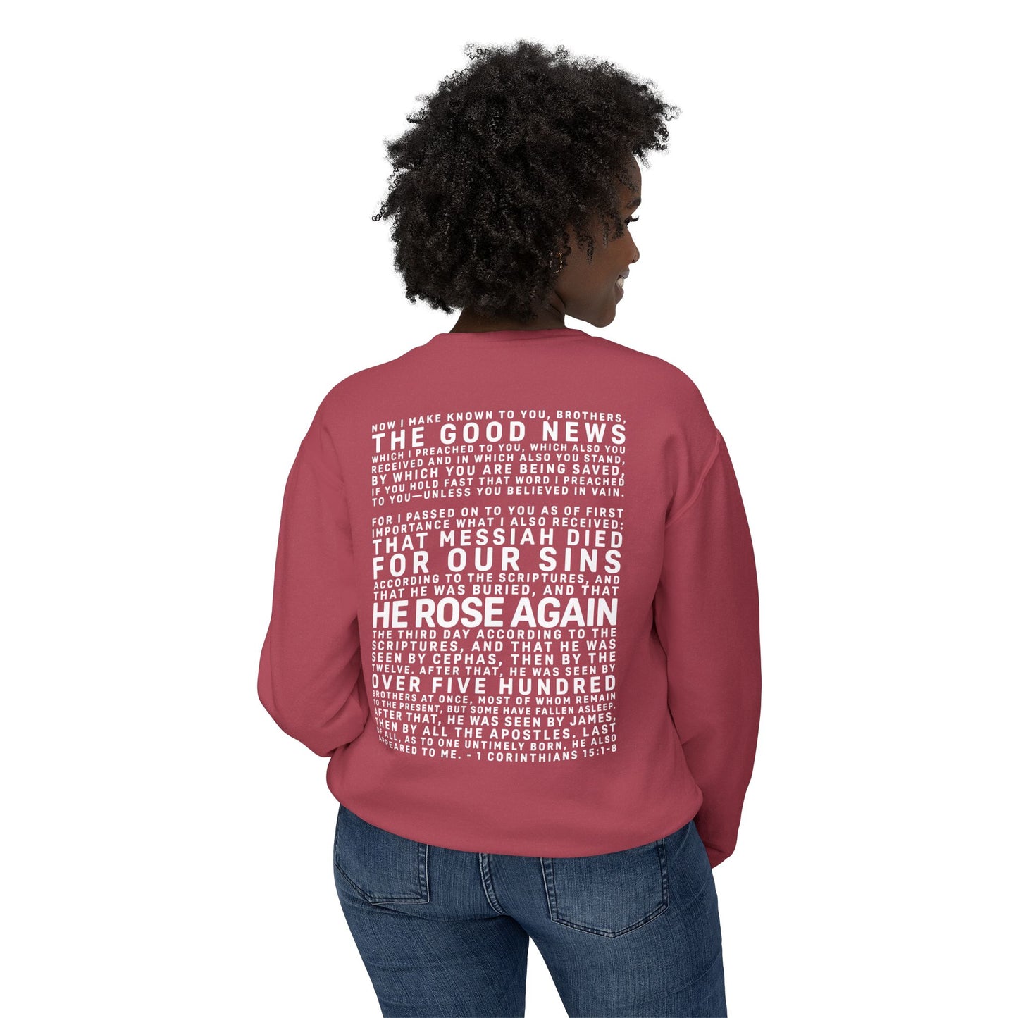 The Gospel - Adult Unisex Crewneck Sweatshirt - Back Text, Light Lettered Edition - (11 Colors)