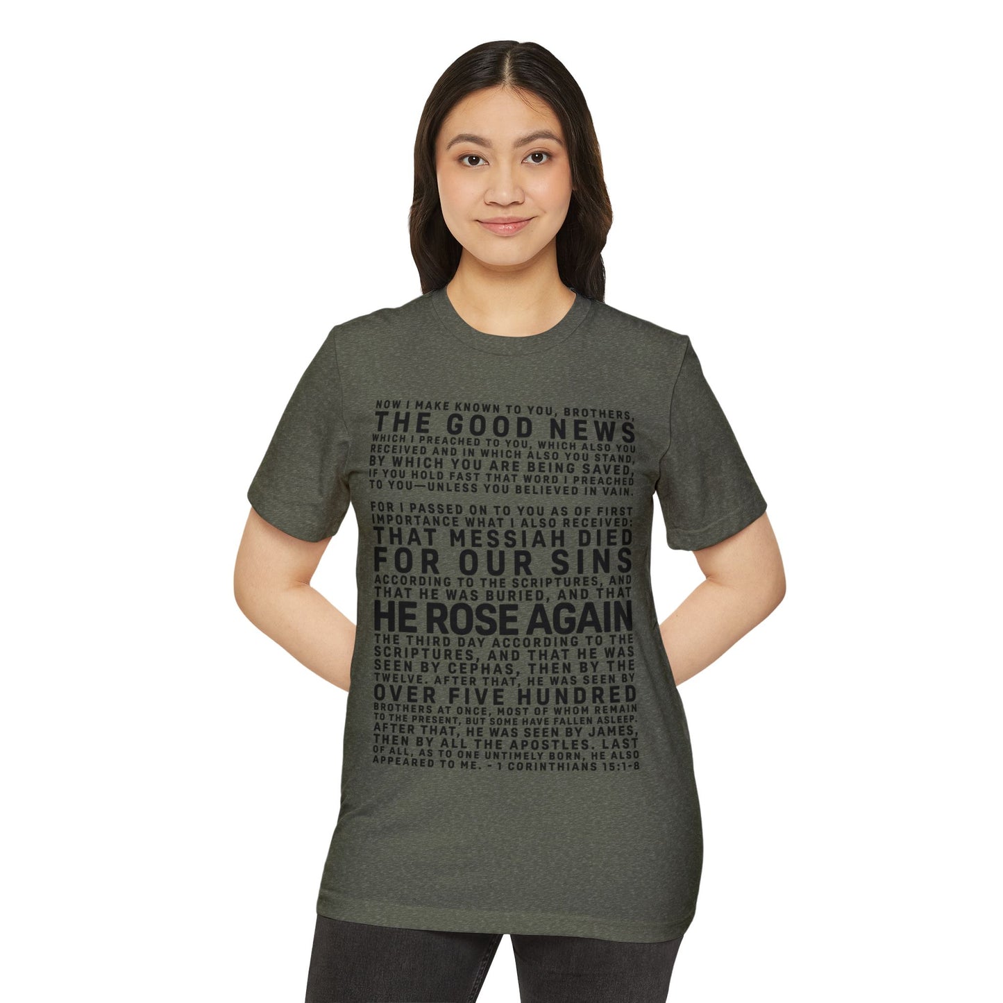 The Gospel - Adult Unisex Premium Organic Tee - Front Text, Dark-Lettered Edition - (7 Colors)