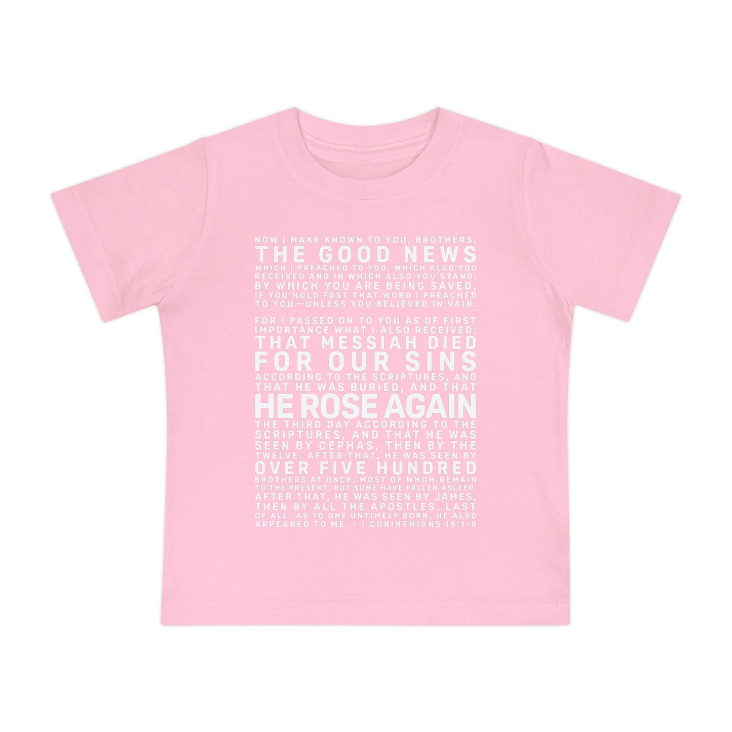 The Gospel - Infant (3M-24M) Short Sleeve Tee - Front Text, Light-Lettered Edition - (6 Colors)