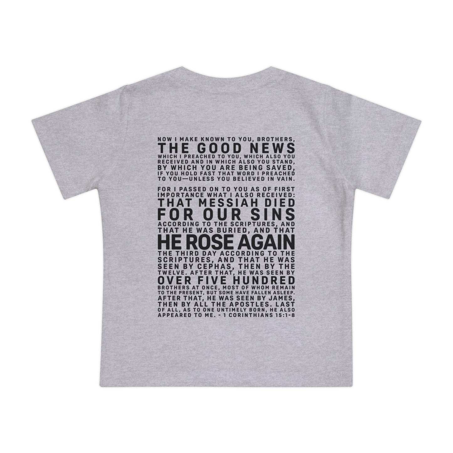 The Gospel - Infant (3M-24M) Short Sleeve Tee - Back Text, Dark-Lettered Edition - (6 Colors)