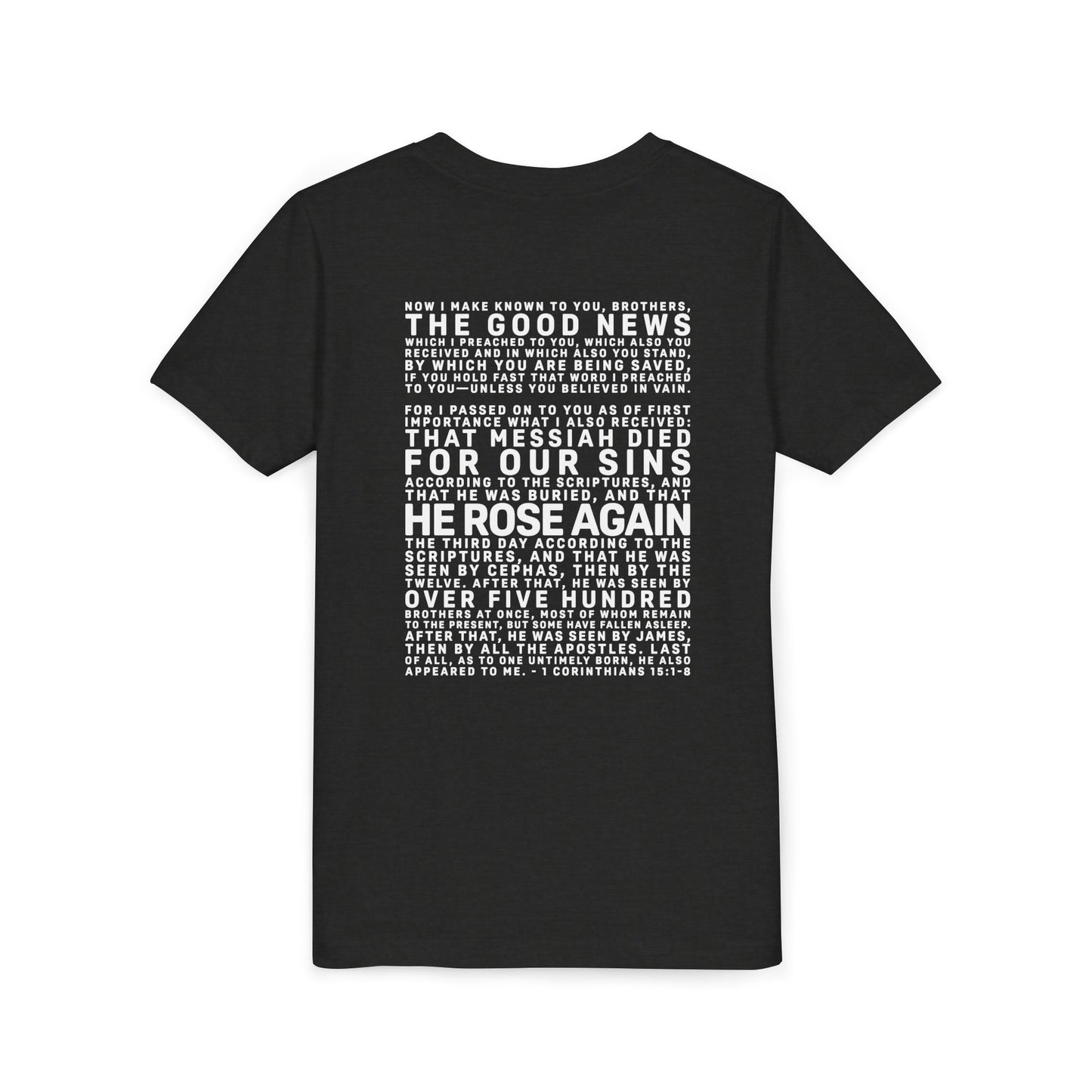The Gospel - Youth Short Sleeve Tee - Back Text, Light-Lettered Edition - (22 Colors)