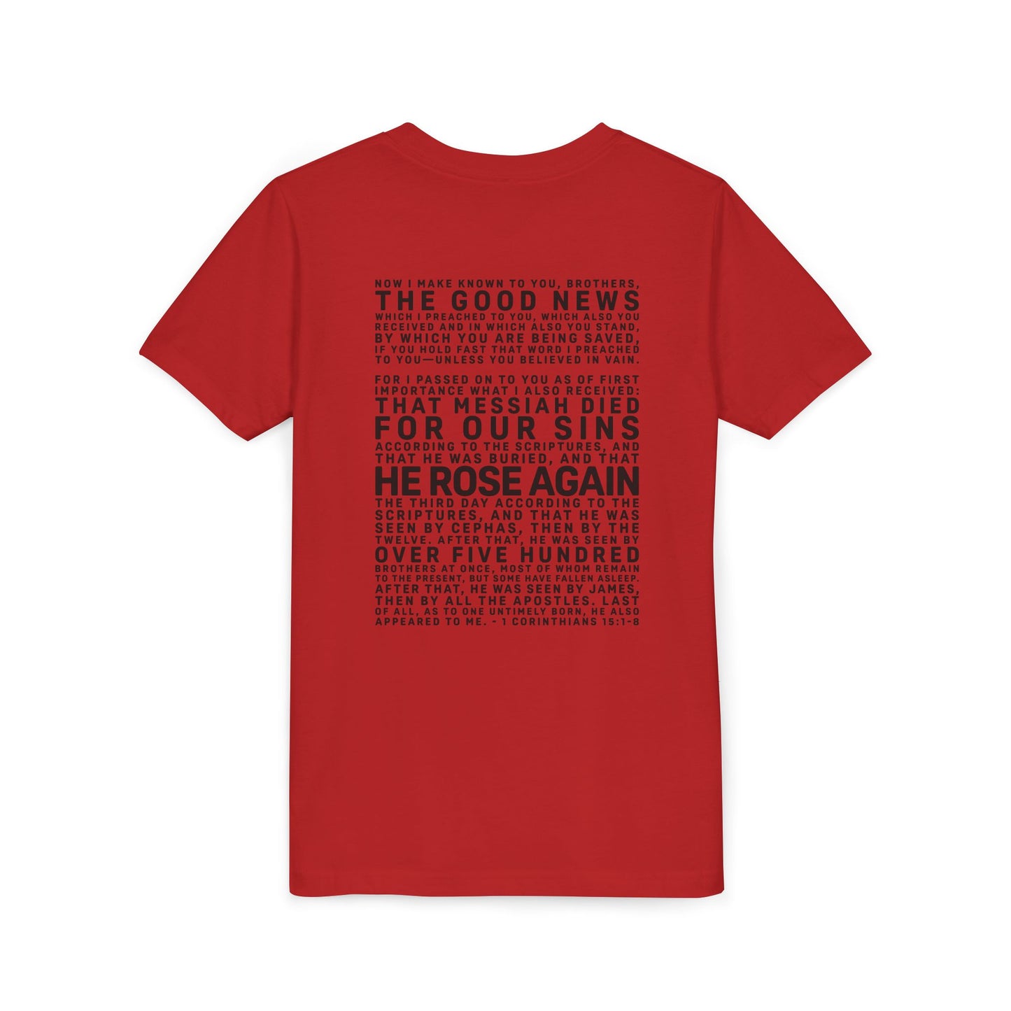 The Gospel - Youth Short Sleeve Tee - Back Text, Dark-Lettered Edition - (17 Colors)