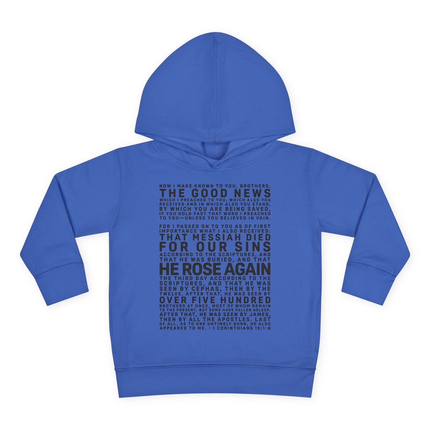 The Gospel - Toddler Pullover Hoodie - Front Text, Dark Lettered Edition - (13 Colors)