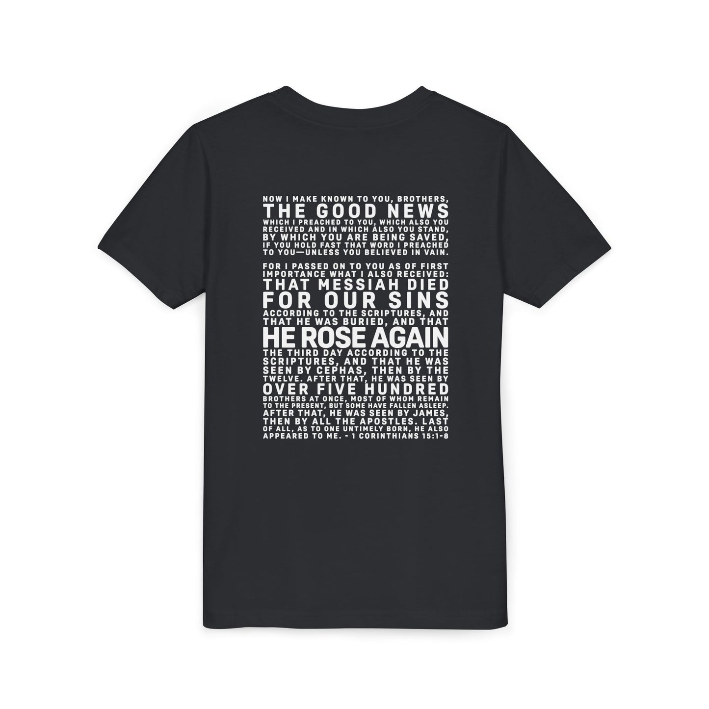The Gospel - Youth Short Sleeve Tee - Back Text, Light-Lettered Edition - (22 Colors)