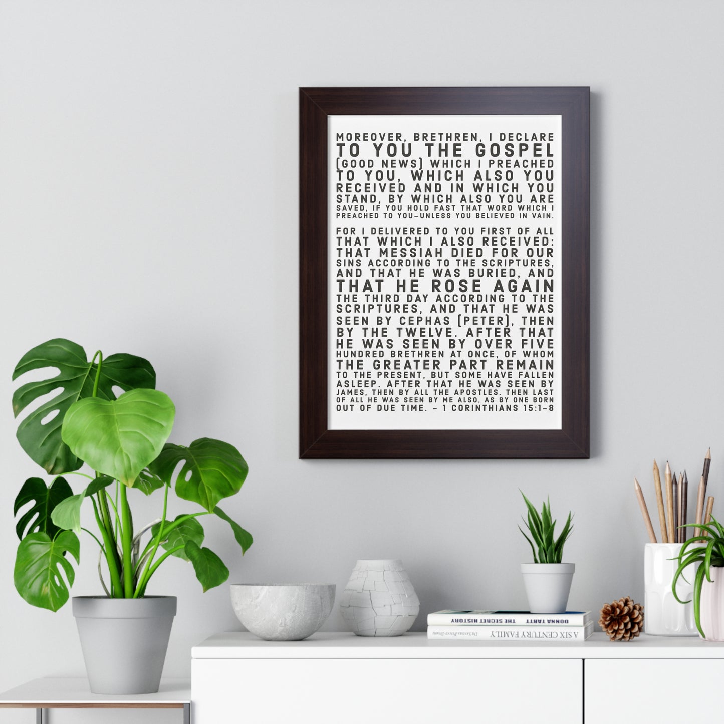 'I declare to you the gospel' - (4 Size and 3 Frame Color Options) - Framed Vertical Poster