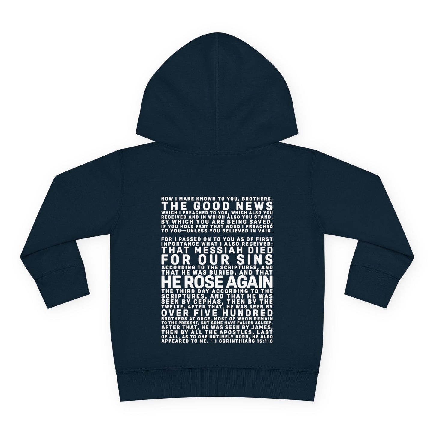 The Gospel - Toddler Pullover Hoodie - Back Text, Light Lettered Edition - (15 Colors)