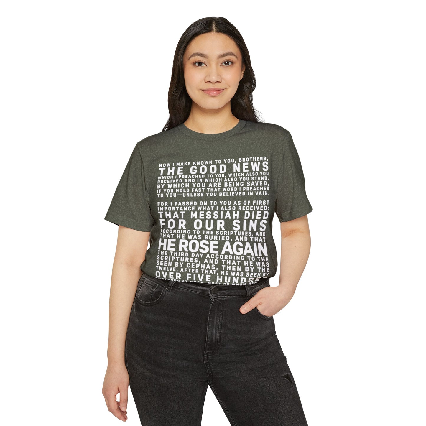 The Gospel - Adult Unisex Premium Organic Tee - Front Text, Light-Lettered Edition - (7 Colors)