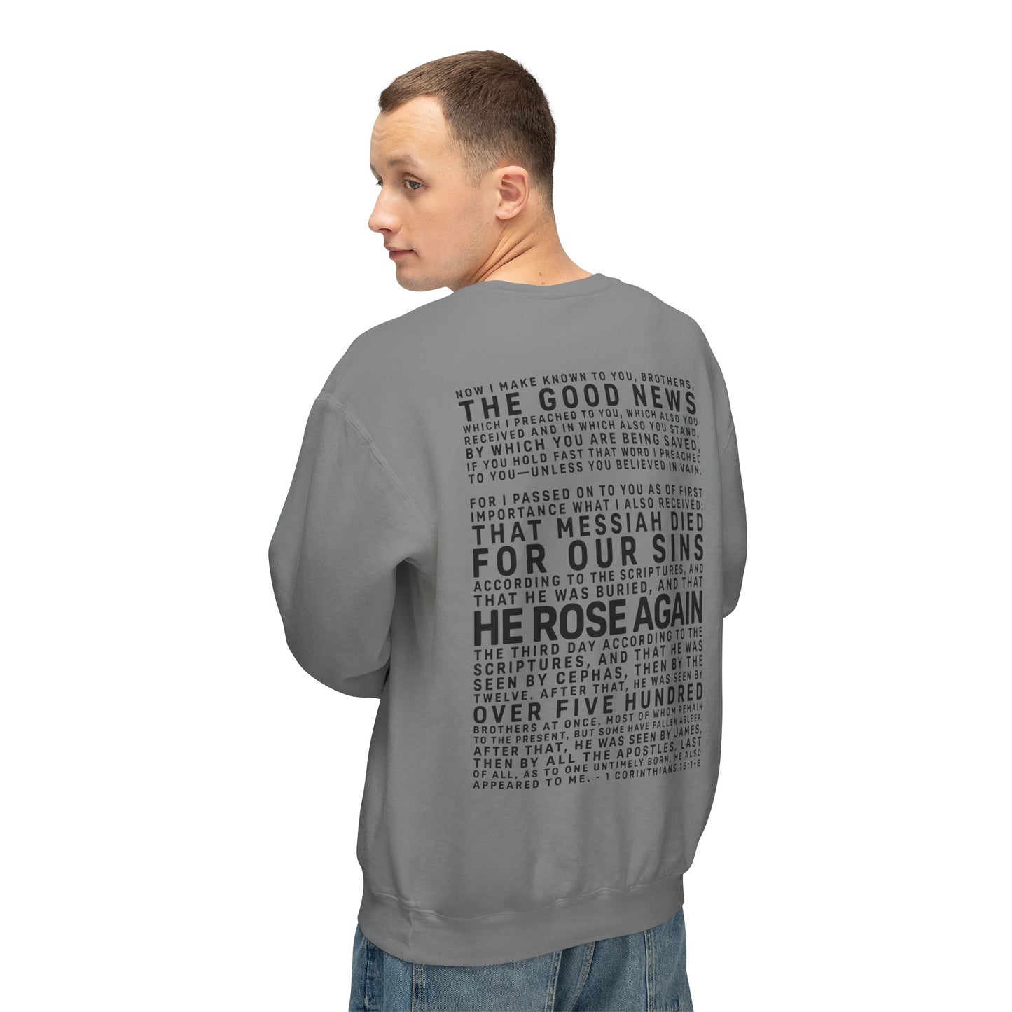 The Gospel - Adult Unisex Crewneck Sweatshirt - Back Text, Dark Lettered Edition - (12 Colors)