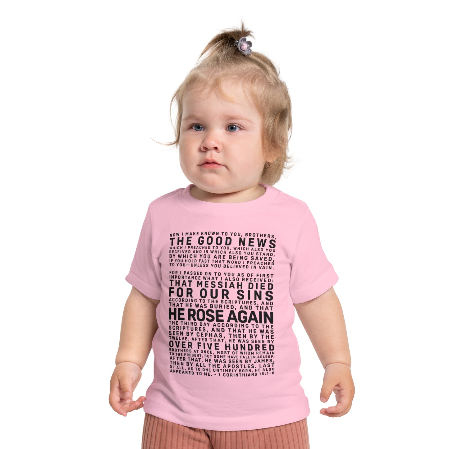 The Gospel - Infant (3M-24M) Short Sleeve Tee - Front Text, Dark-Lettered Edition - (6 Colors)