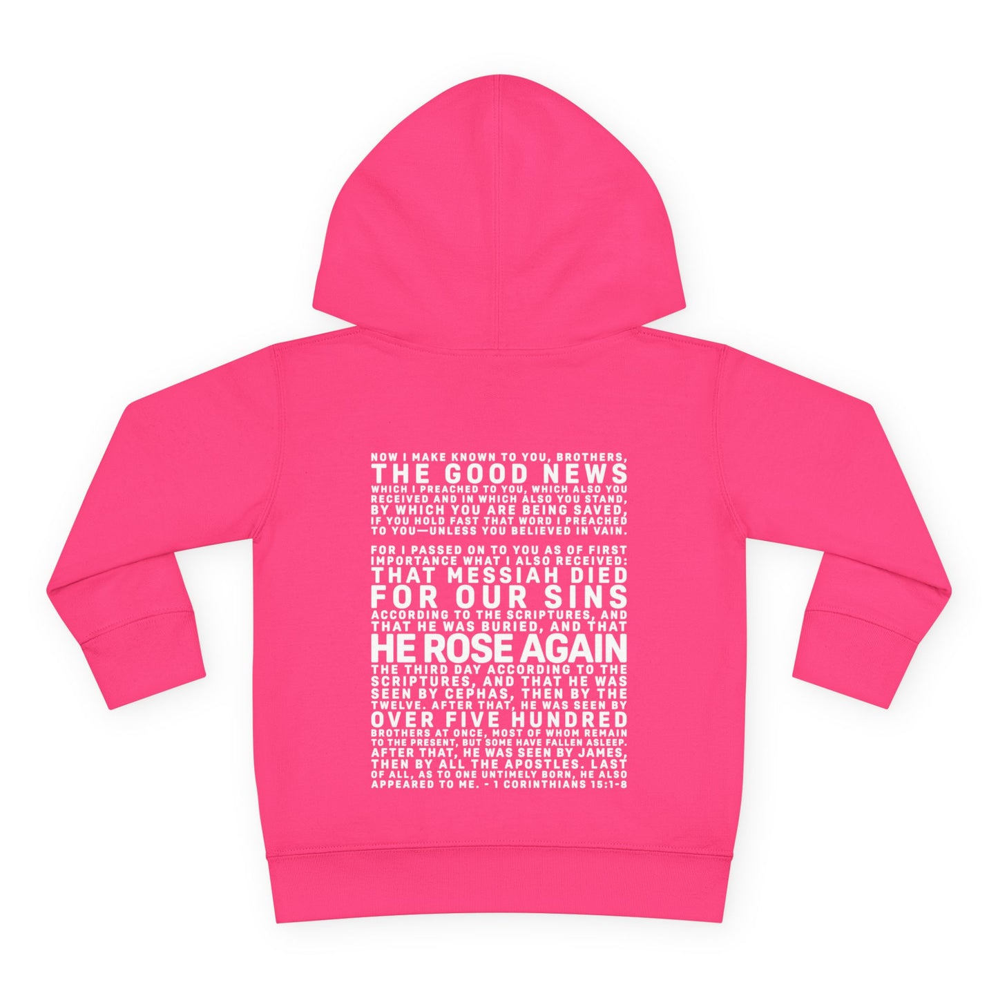 The Gospel - Toddler Pullover Hoodie - Back Text, Light Lettered Edition - (15 Colors)